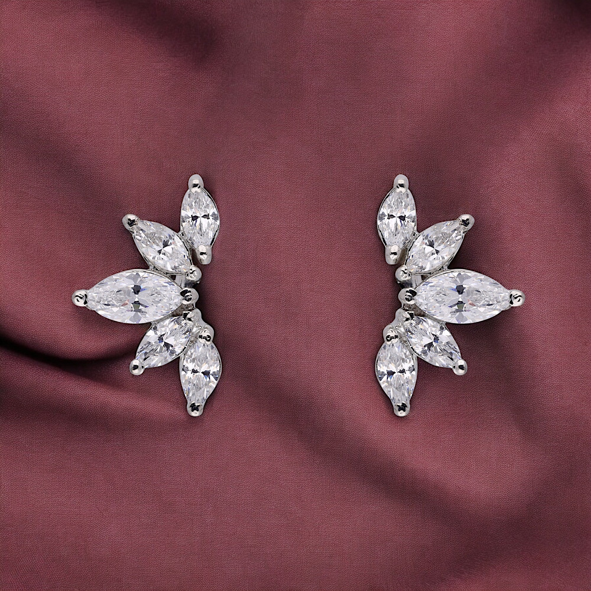 Royal 5 Petal Crown Silver Stud Earring | SKU : 0020592110, 0020592103, 0020592127 - crash.club by CKC