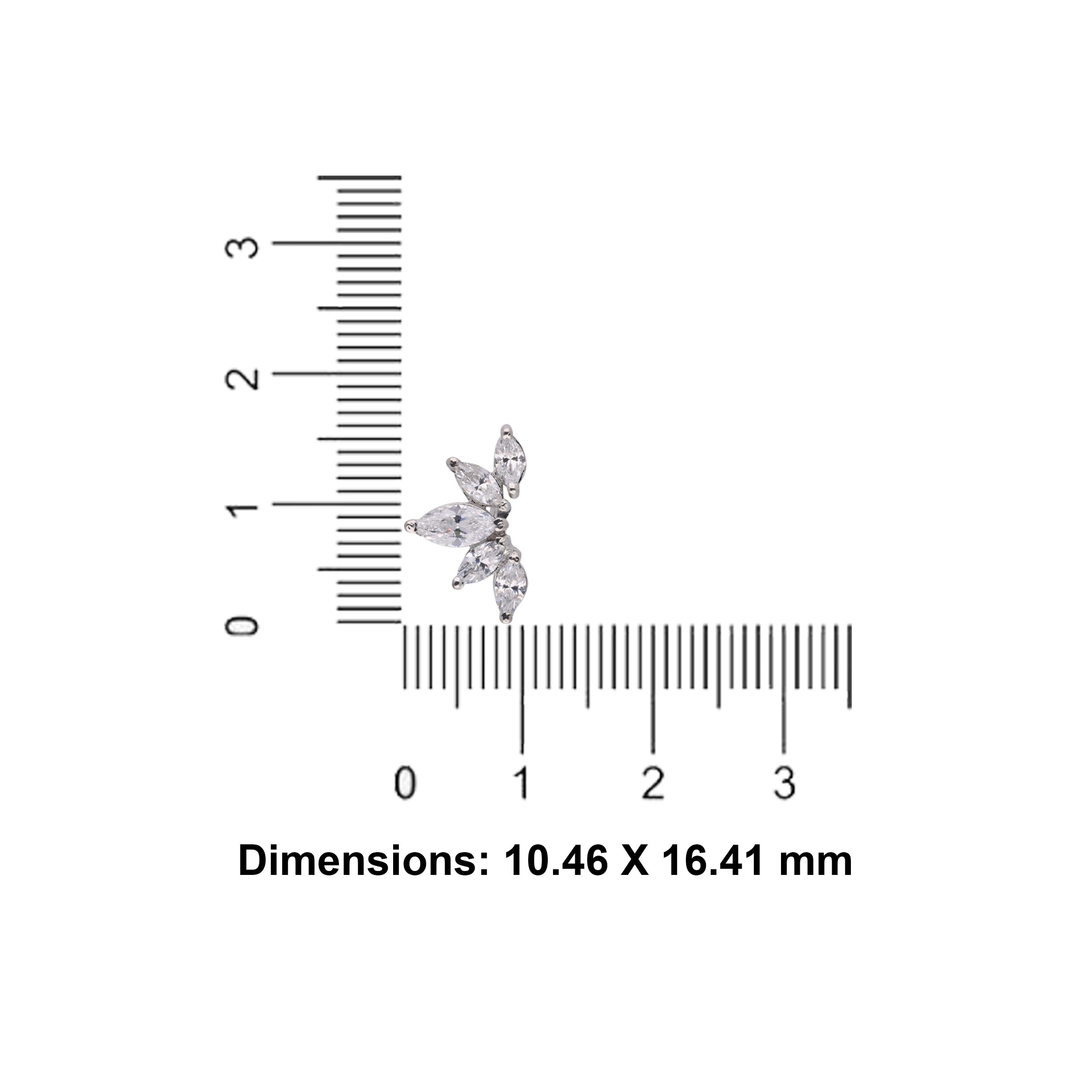 Royal 5 Petal Crown Silver Stud Earring | SKU : 0020592110, 0020592103, 0020592127, 0003366103