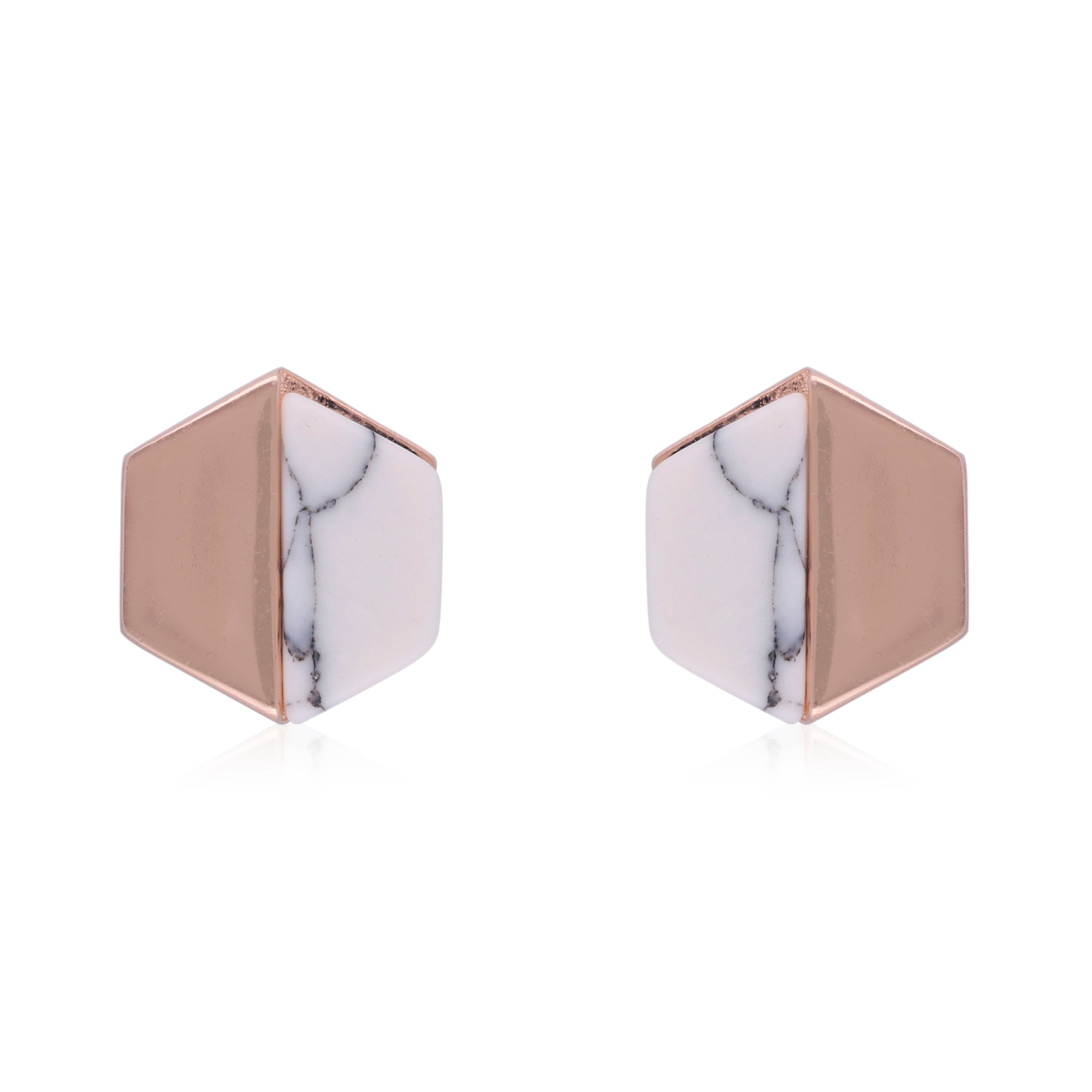 Hexagonal Harmony: Silver Stud Earrings | SKU : 0020600235, 0020600259