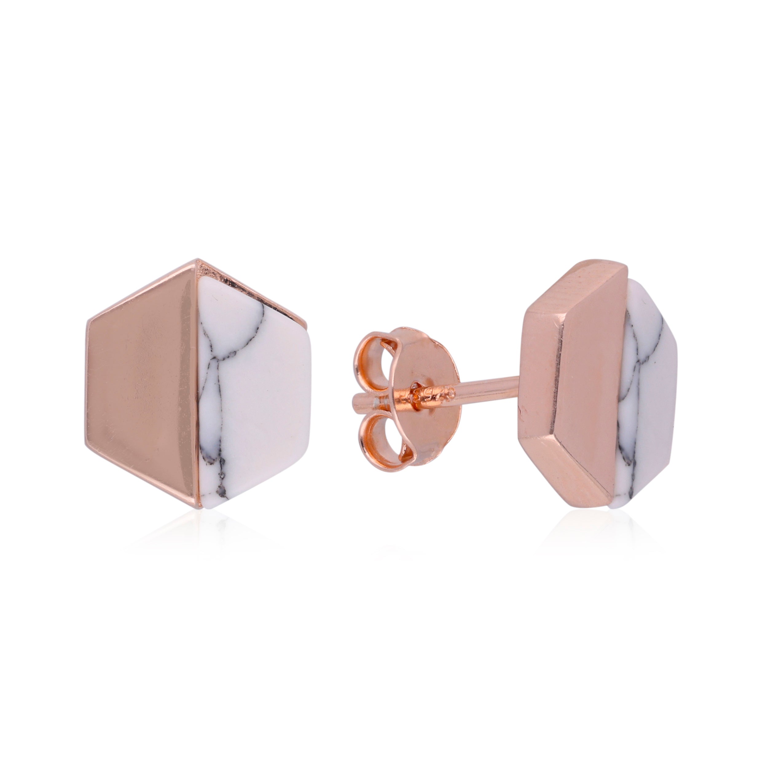 Hexagonal Harmony: Silver Stud Earrings | SKU : 0020600235, 0020600259