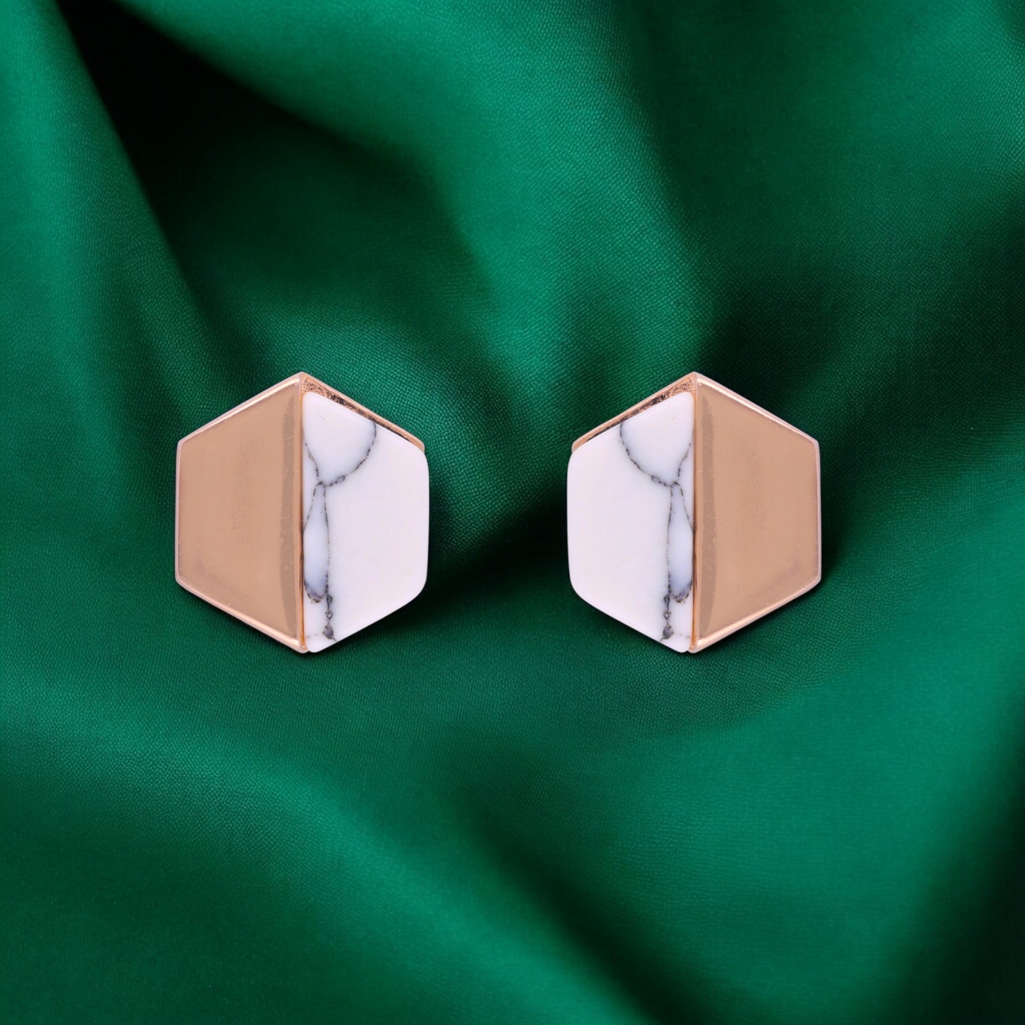 Hexagonal Harmony: Silver Stud Earrings | SKU : 0020600235, 0020600259