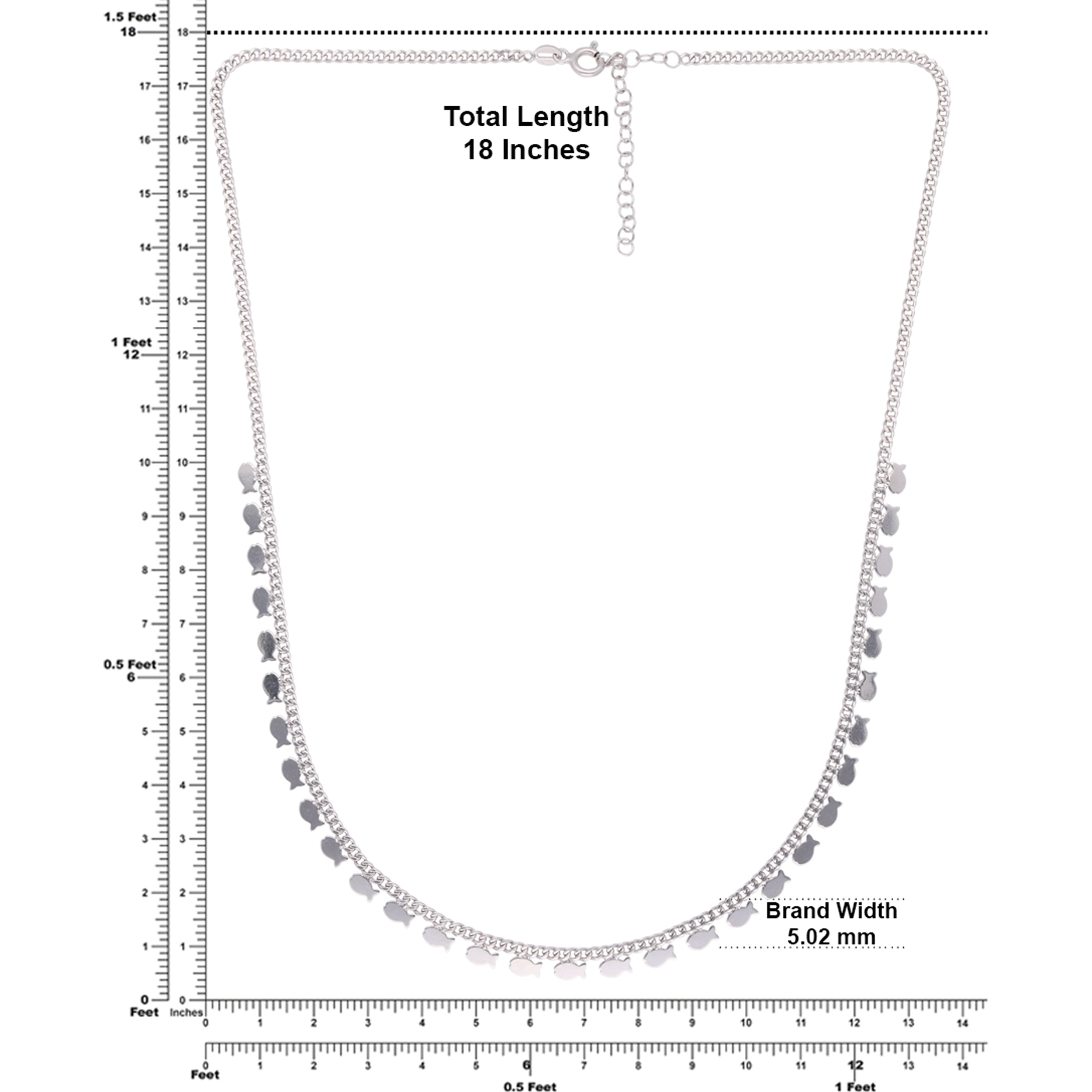 Oceanic Grace: Silver Fish Sequence Chain | SKU : 0020600563, 0020600570, 0003340370