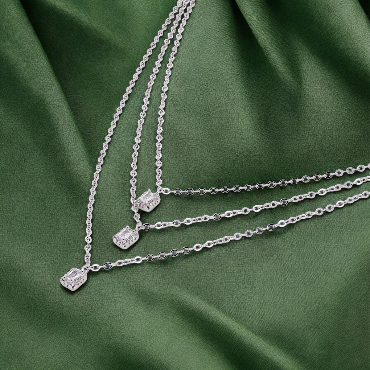 ネックレス・ペンダント STONEHENgE Crossing Silver Cubic Necklace 925 Sterling Silver Full Princess Cut White Topaz CZ Diamond