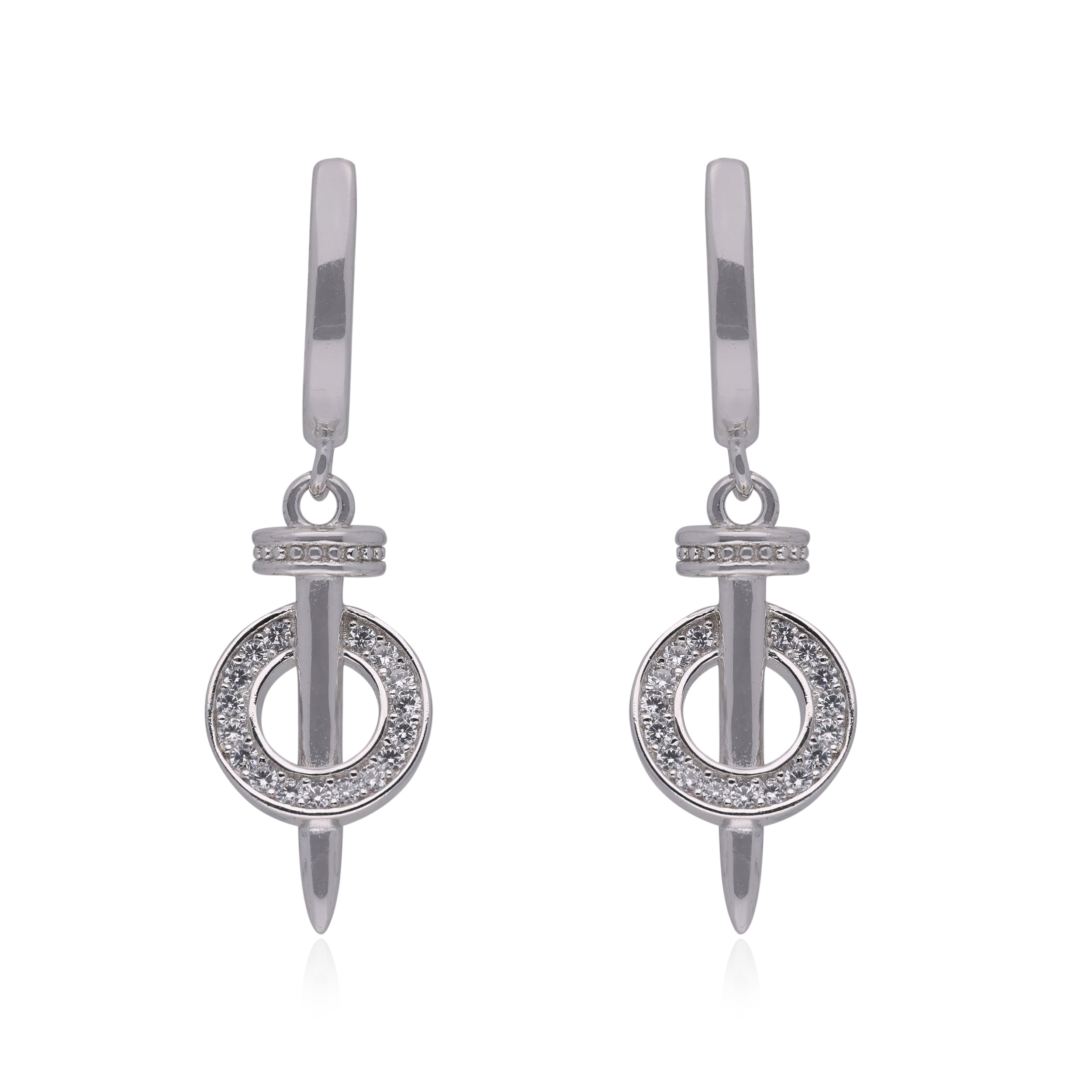 Dagger Halo Cubic Zircon Drop Earrings | SKU : 0020600709 , 0020600723, 0003340448