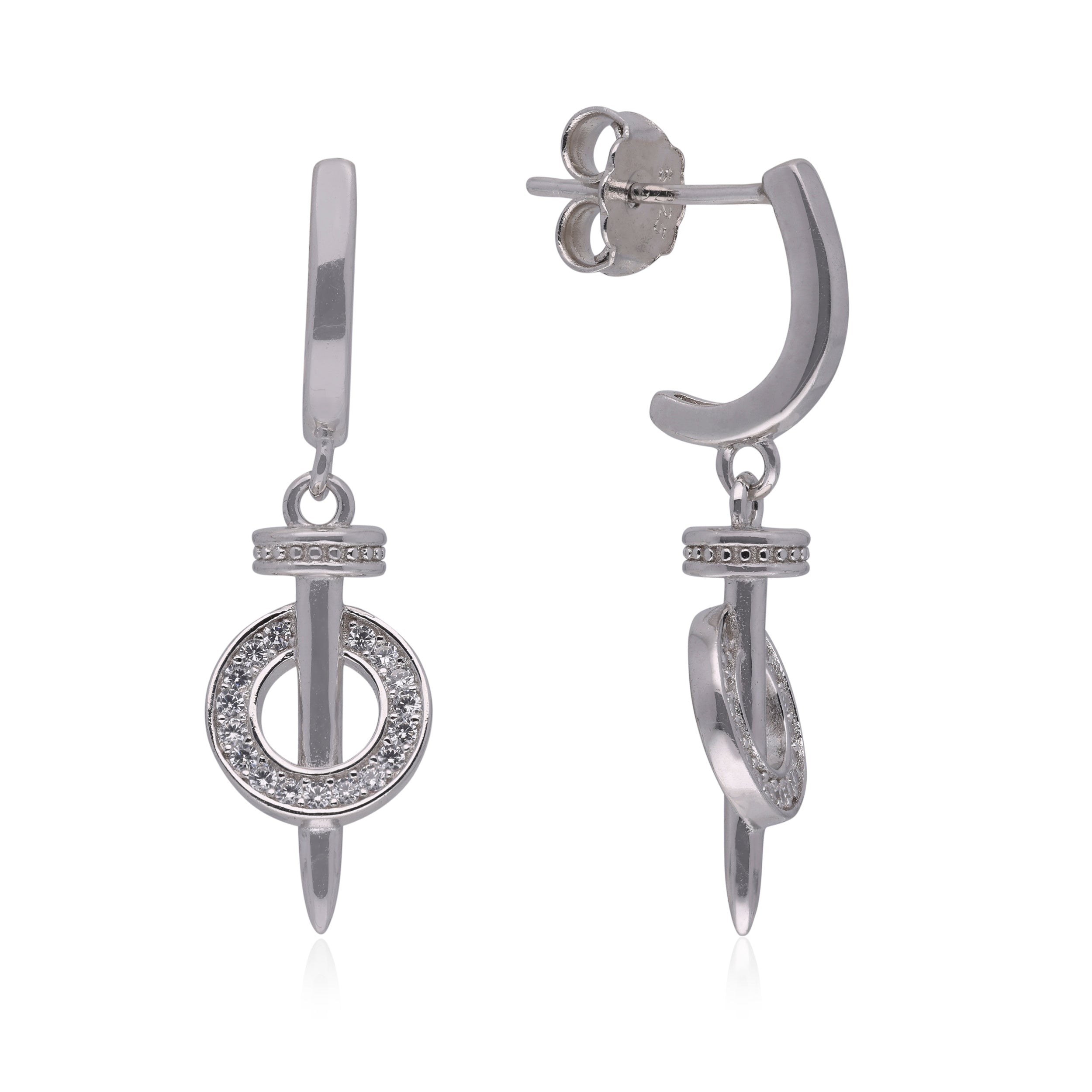 Dagger Halo Cubic Zircon Drop Earrings | SKU : 0020600709 , 0020600723, 0003340448