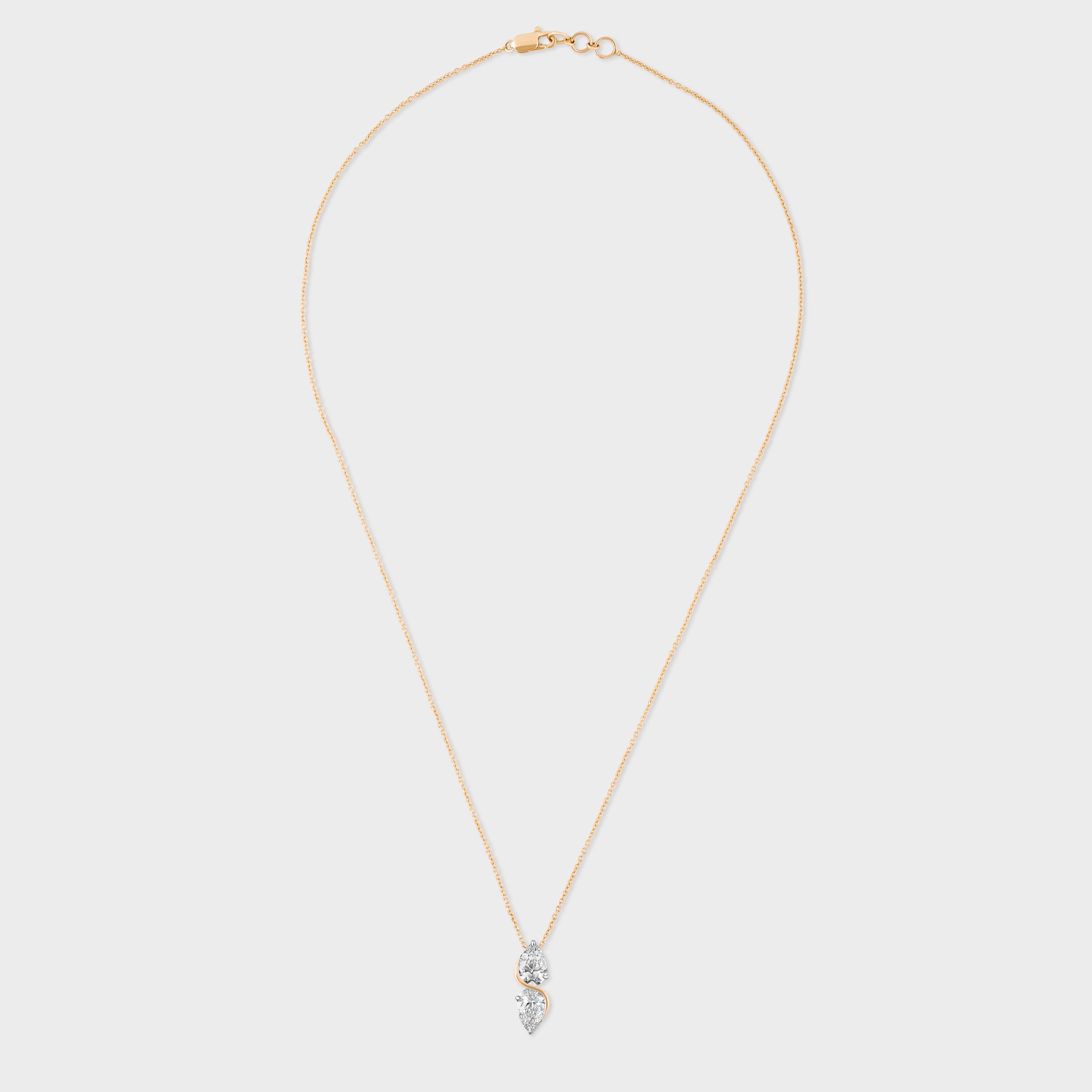 Pear Shaped 2.11 Carat Two Diamond Lab Grown Solitaire Diamond Yellow Gold 18K Chain Pendant | SKU : 0020602130