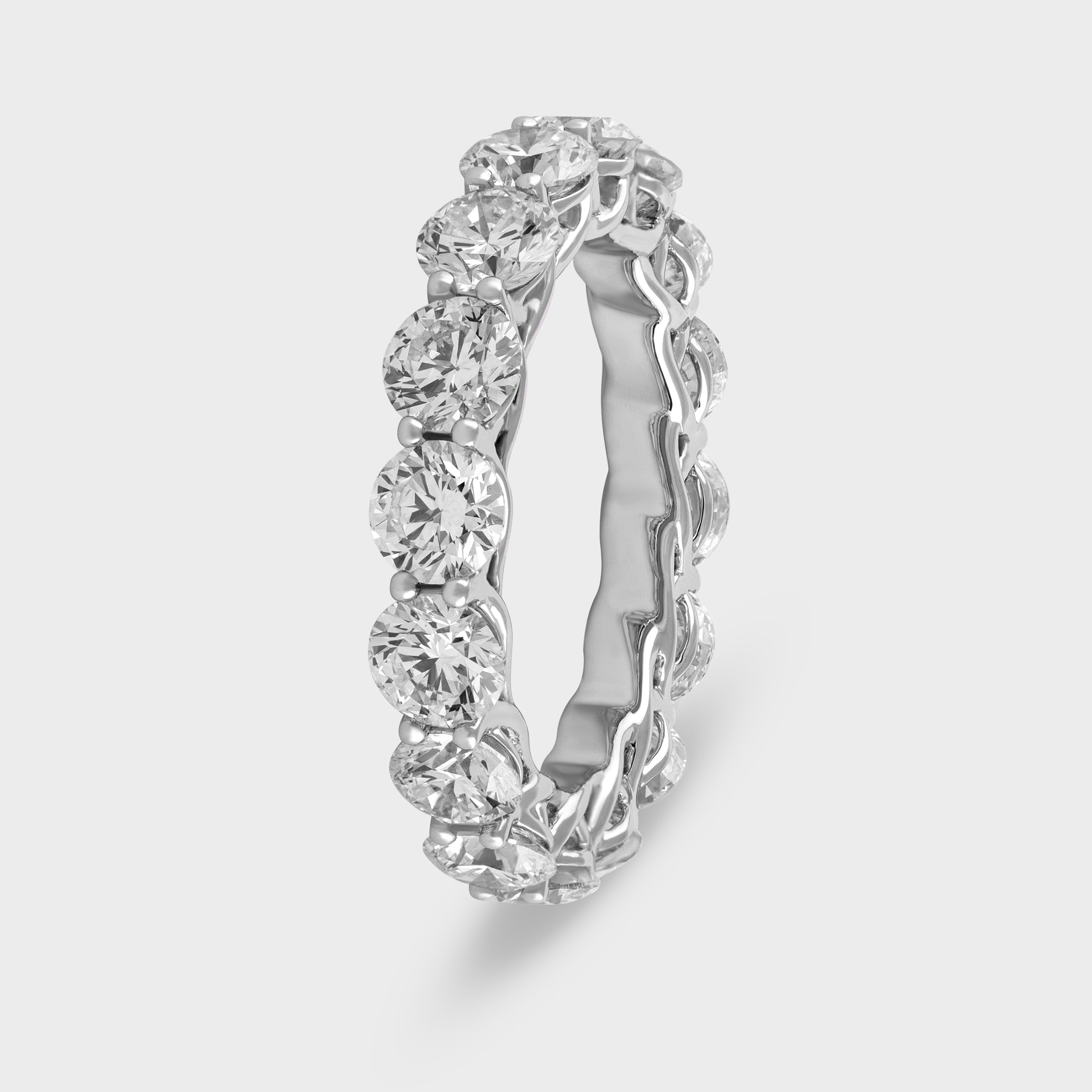 Round Brilliant 5.20 Carat Lab Grown Solitaire Diamond White Gold 18K Eternity Band Ring | SKU : 0020602147