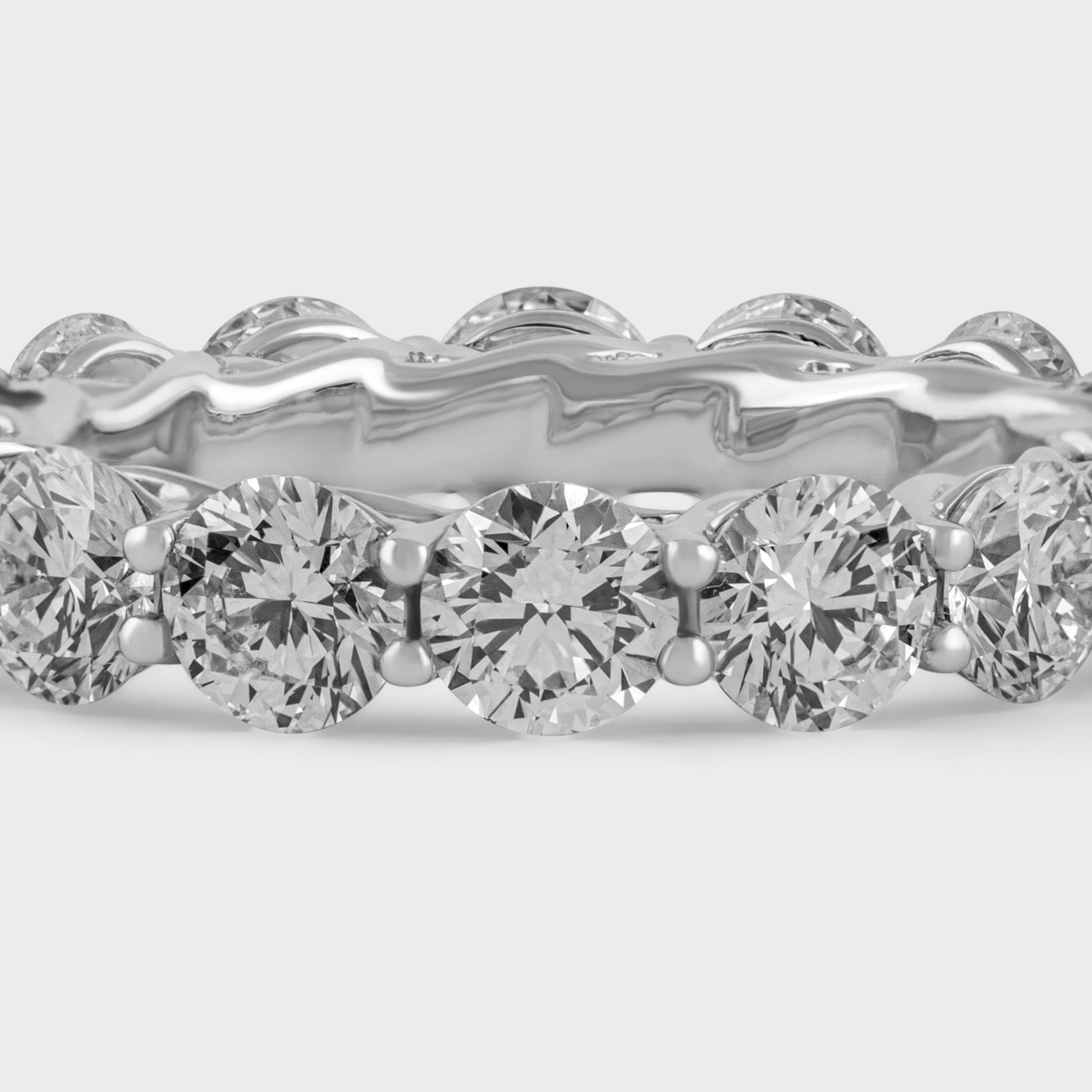 Round Brilliant 5.20 Carat Lab Grown Solitaire Diamond White Gold 18K Eternity Band Ring | SKU : 0020602147