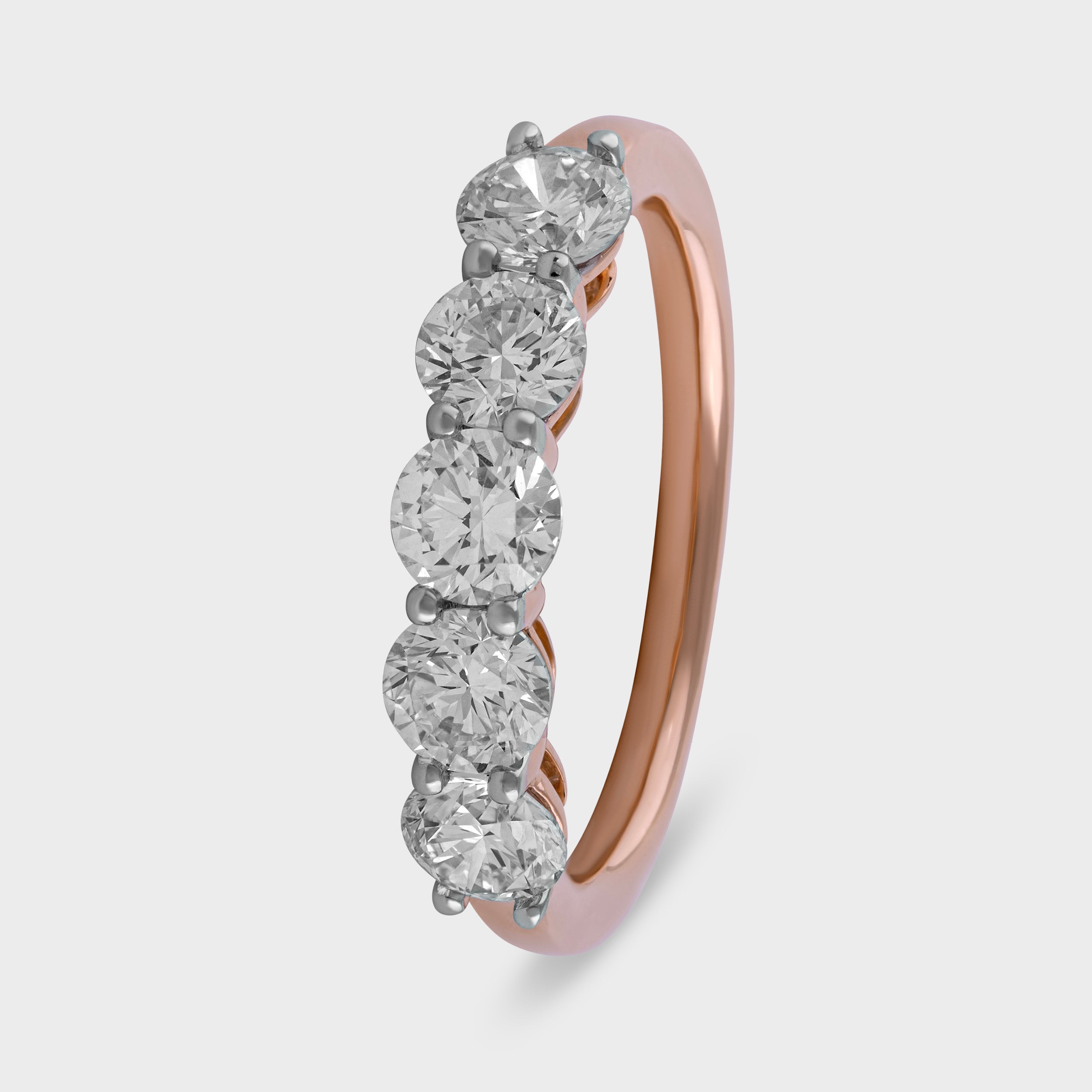 Round Brilliant 1.69 Carat Lab Grown Solitaire 5 Diamond Rose Gold 18K Band Ring | SKU : 0020602161