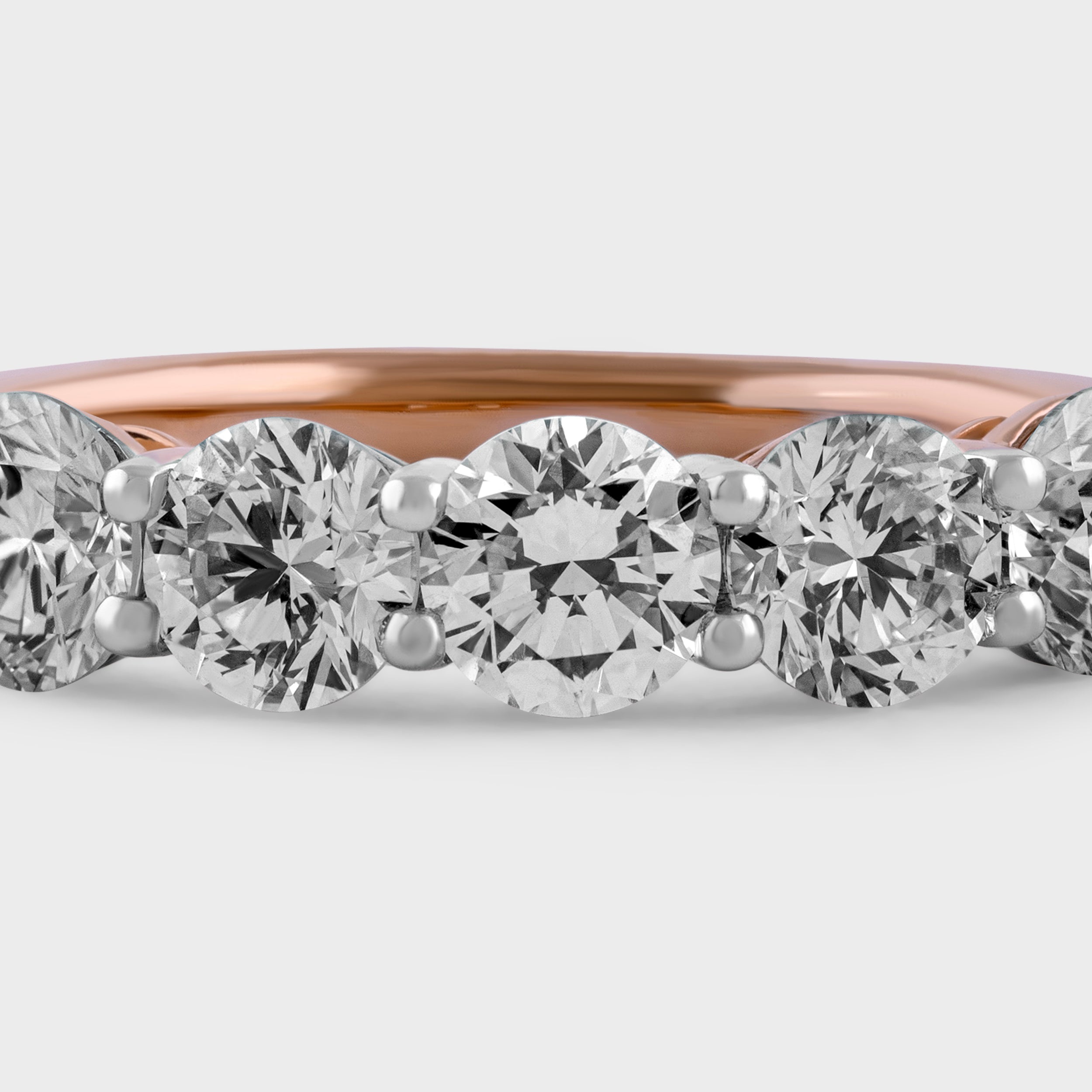 Round Brilliant 1.69 Carat Lab Grown Solitaire 5 Diamond Rose Gold 18K Band Ring | SKU : 0020602161