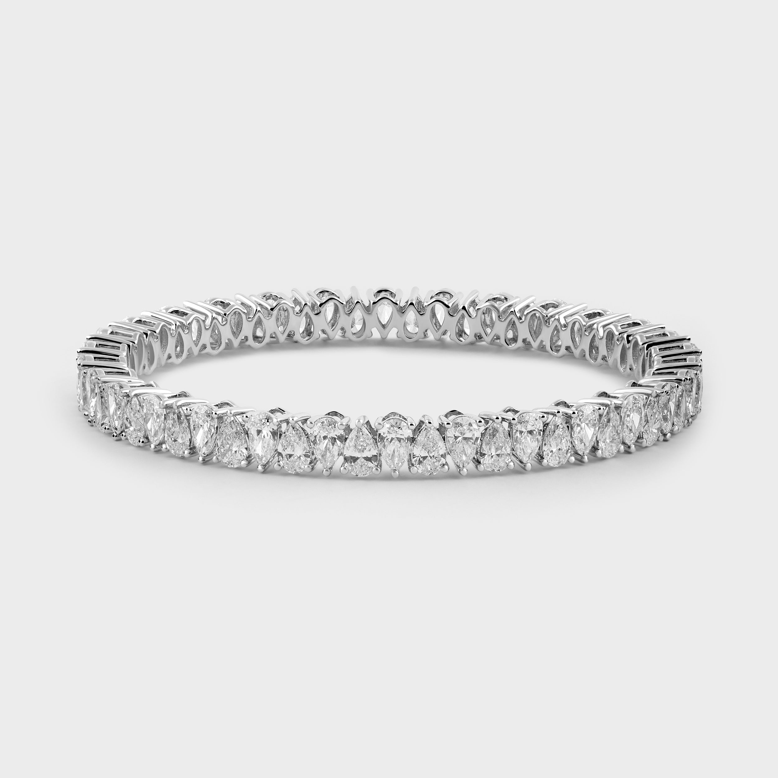 Pear Shaped 16.28 Carat Lab Grown Solitaire Diamond White Gold Bangle | SKU : 0020650872