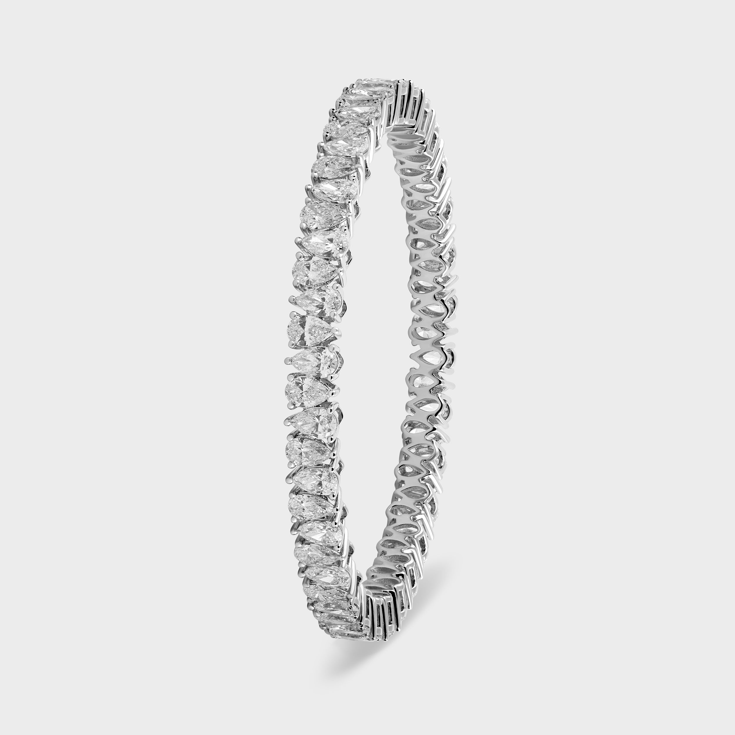 Pear Shaped 16.28 Carat Lab Grown Solitaire Diamond White Gold Bangle | SKU : 0020650872