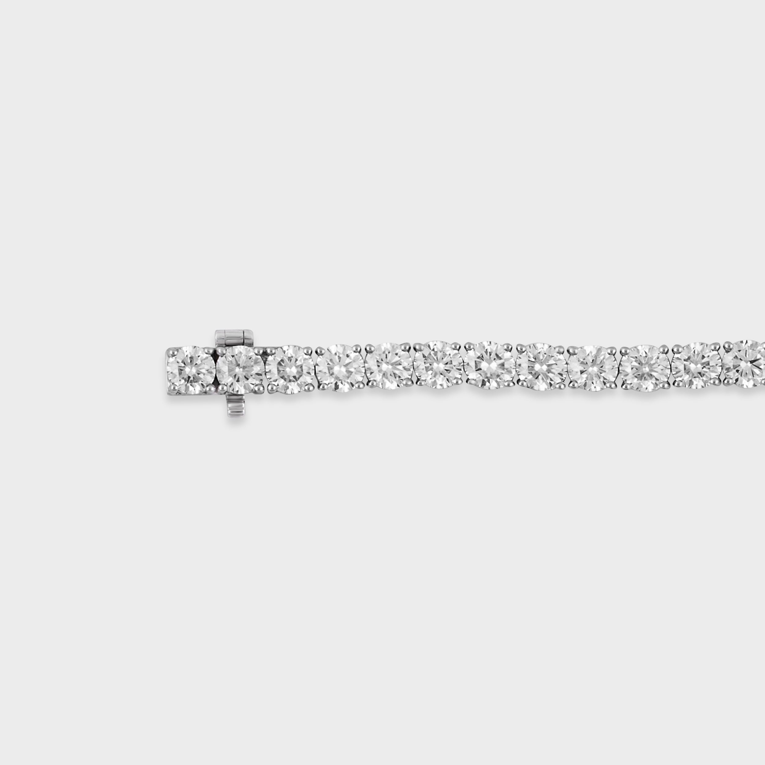 Round Brilliant 12.52 Carat Lab Grown Solitaire Diamond Yellow Gold Tennis Bracelet | SKU : 0020683689