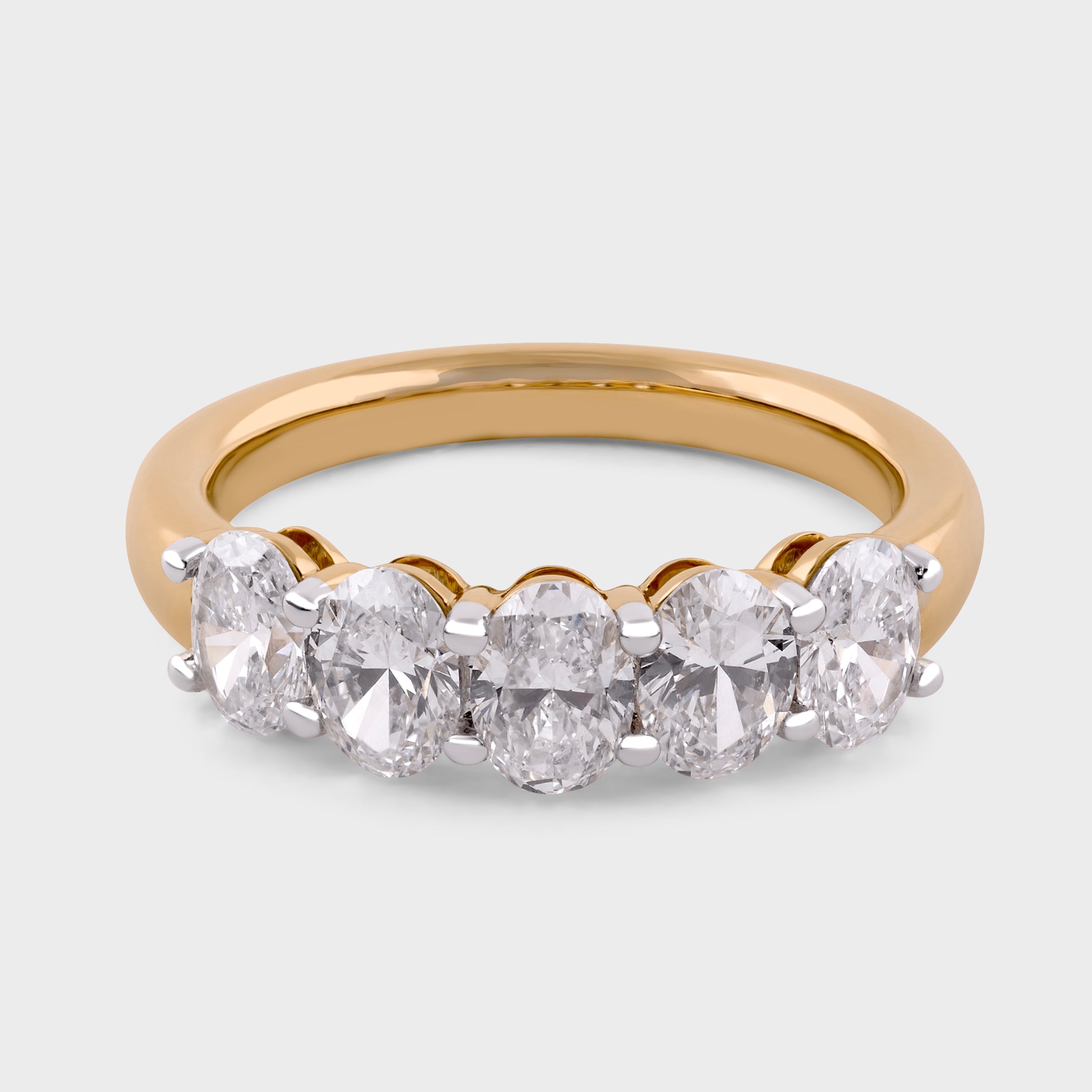 Oval Shaped 1.94 Carat Lab Grown Solitaire Diamond Yellow Gold Band Ring | SKU : 0020650889 - crash.club by CKC