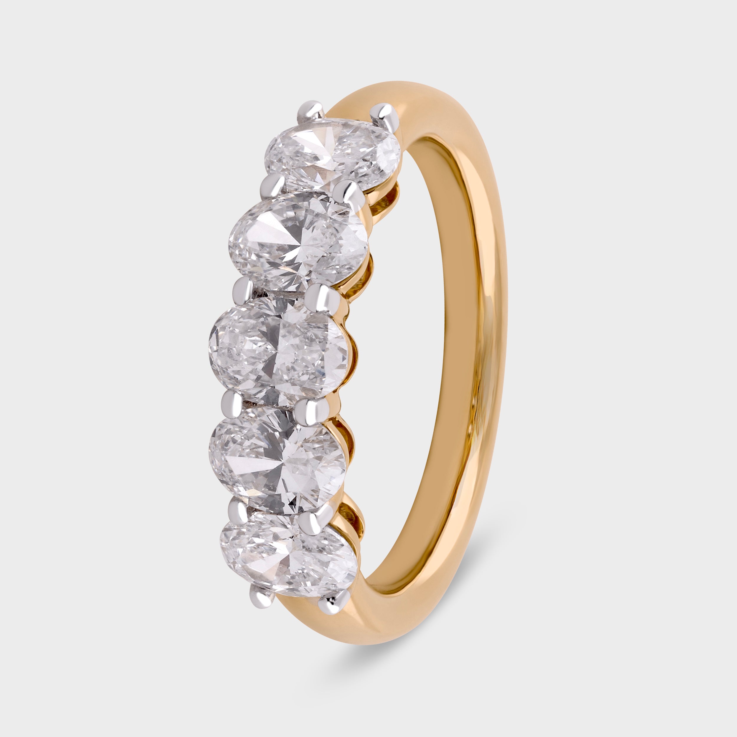 Oval Shaped 1.94 Carat Lab Grown Solitaire Diamond Yellow Gold Band Ring | SKU : 0020650889