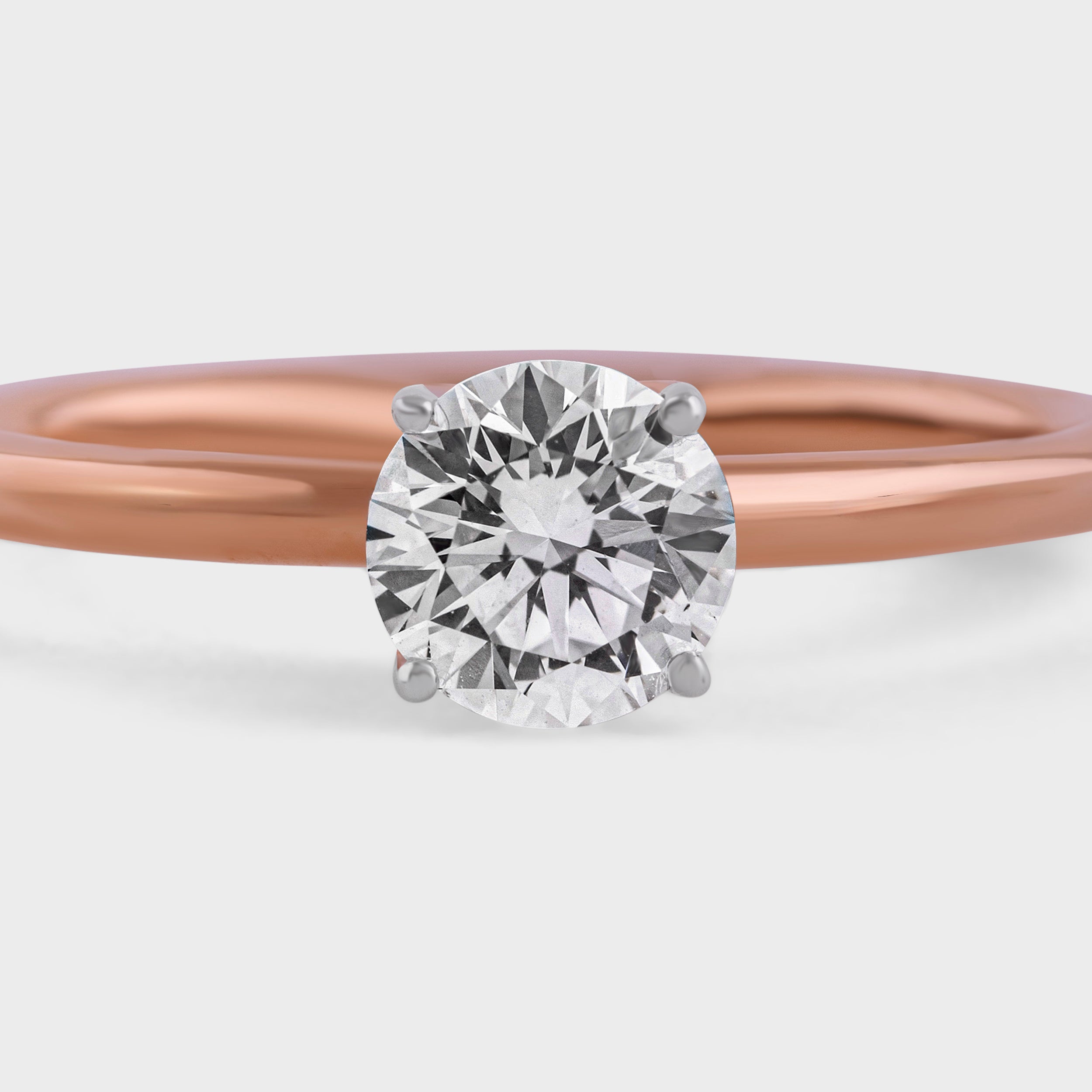 Round Brilliant 0.70 Carat Lab Grown Solitaire Diamond Rose Gold Band Ring | SKU : 0020651091 - crash.club by CKC