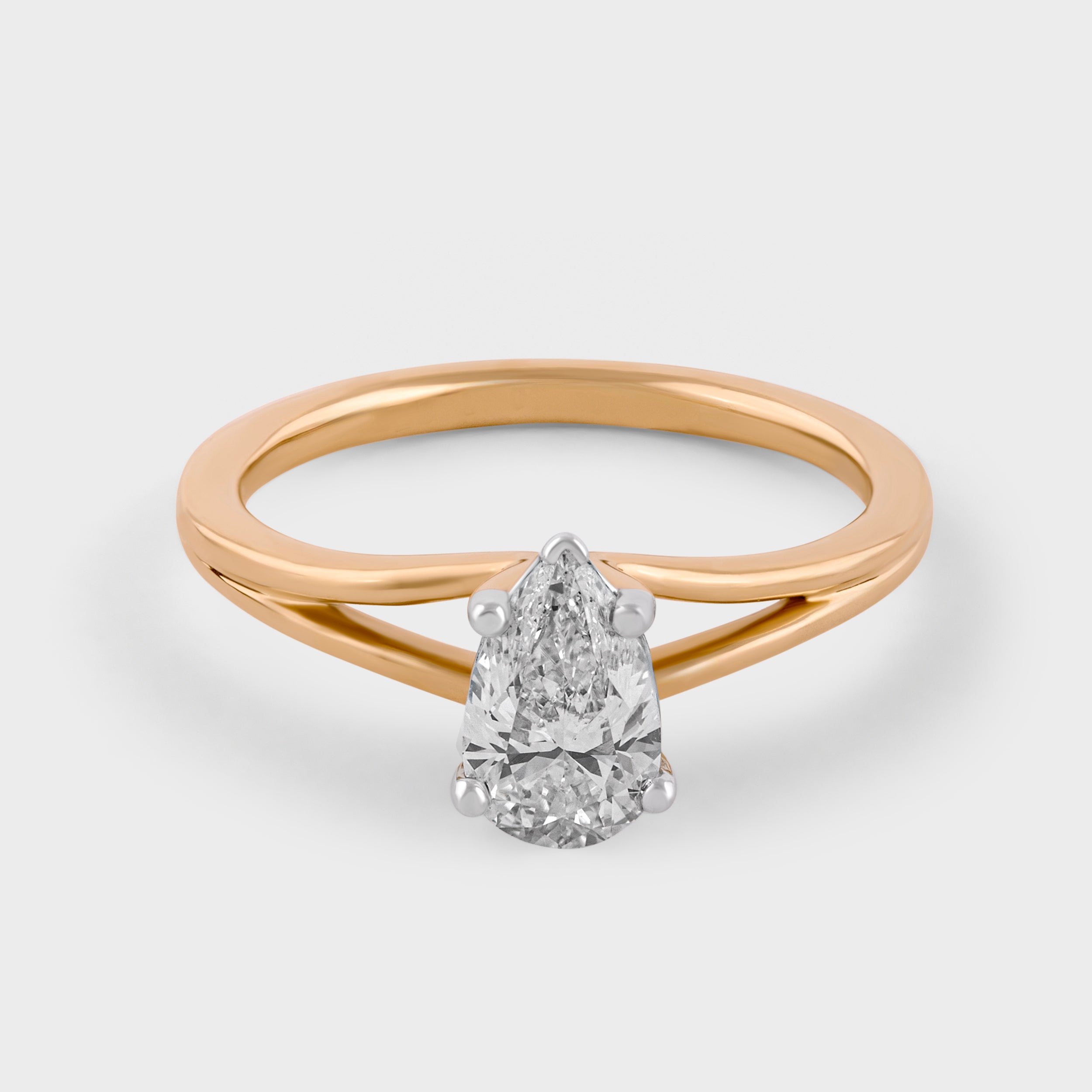 Pear Shaped 0.72 Carat Lab Grown Solitaire Diamond Yellow Gold Band Ring | SKU : 0020651114 - crash.club by CKC