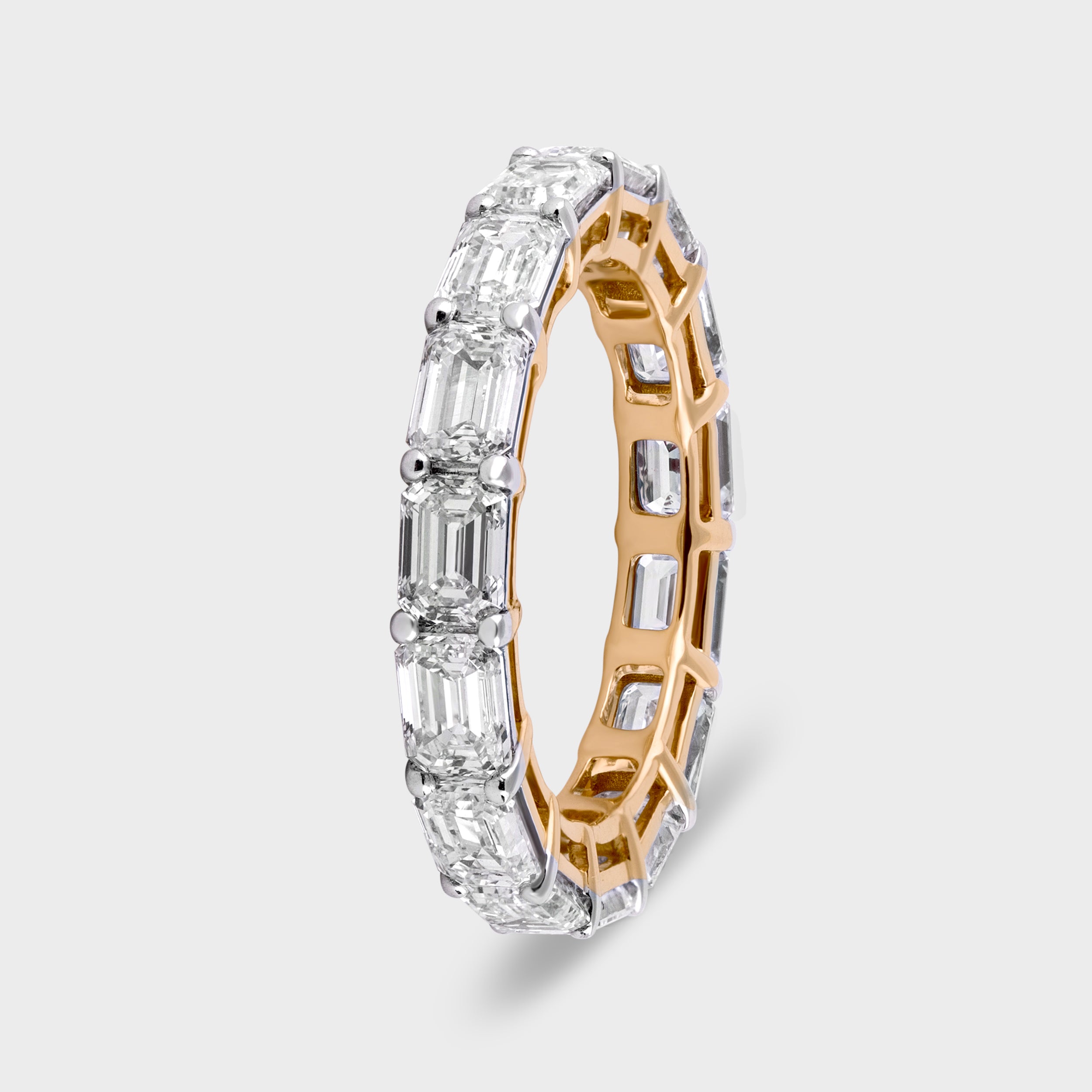 Emerald Cut 3.90 Carat Lab Grown Solitaire Diamond Yellow Gold Band Ring | SKU : 0020651145