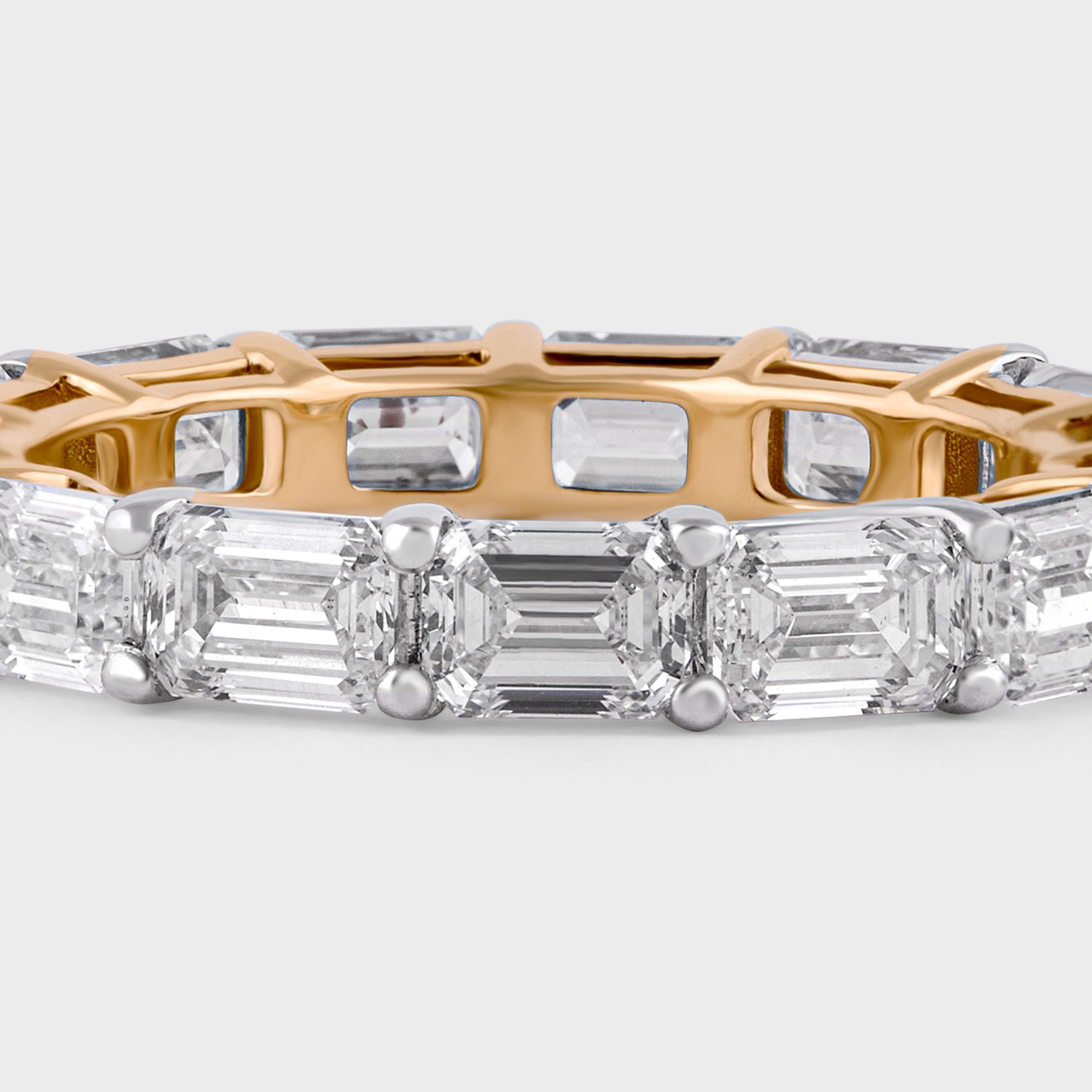 Emerald Cut 3.90 Carat Lab Grown Solitaire Diamond Yellow Gold Band Ring | SKU : 0020651145