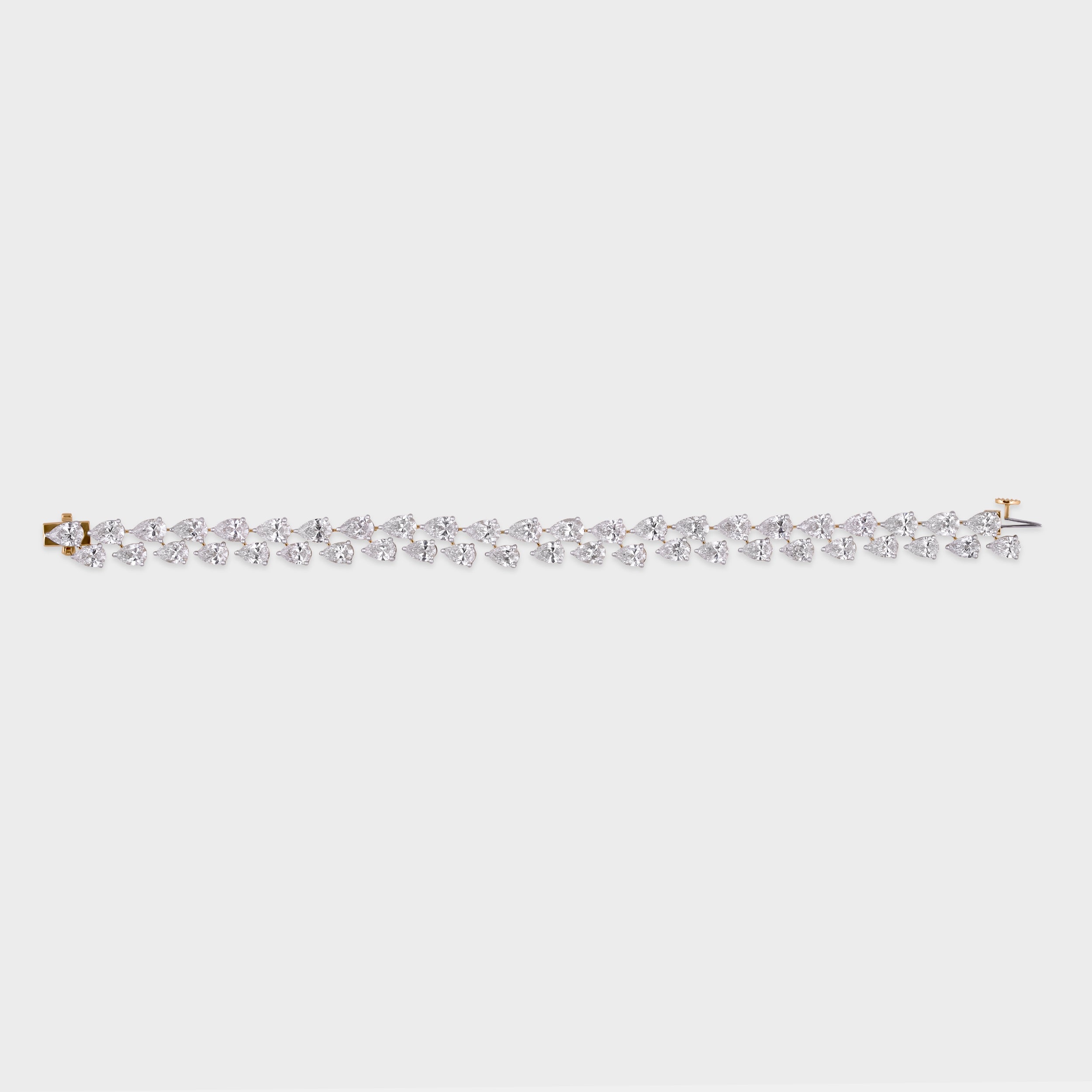 Pear Shaped 16.84 Carat Lab Grown Solitaire Diamond Yellow Gold Fancy Bracelet | SKU : 0020650896 - crash.club by CKC