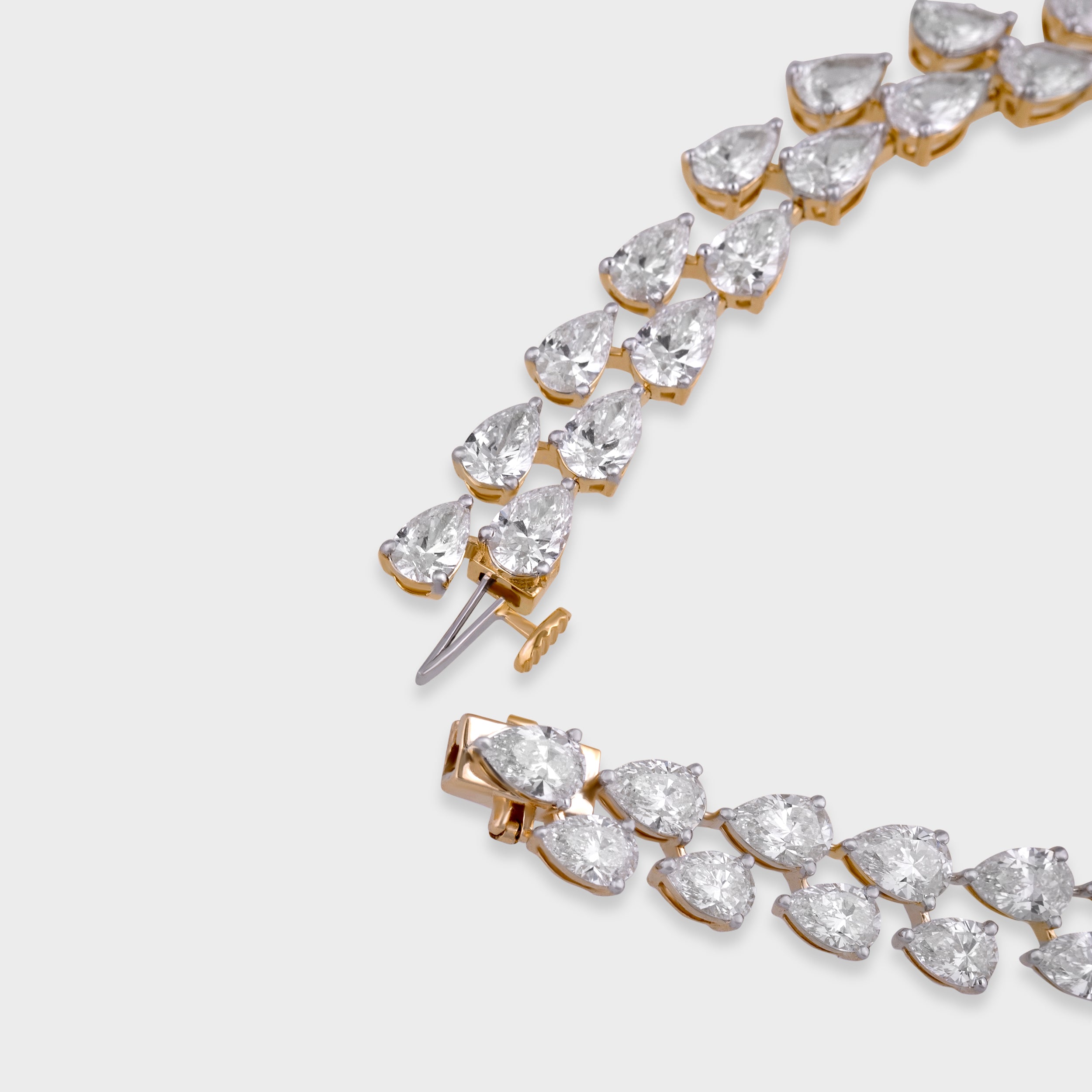 Pear Shaped 16.84 Carat Lab Grown Solitaire Diamond Yellow Gold Fancy Bracelet | SKU : 0020650896