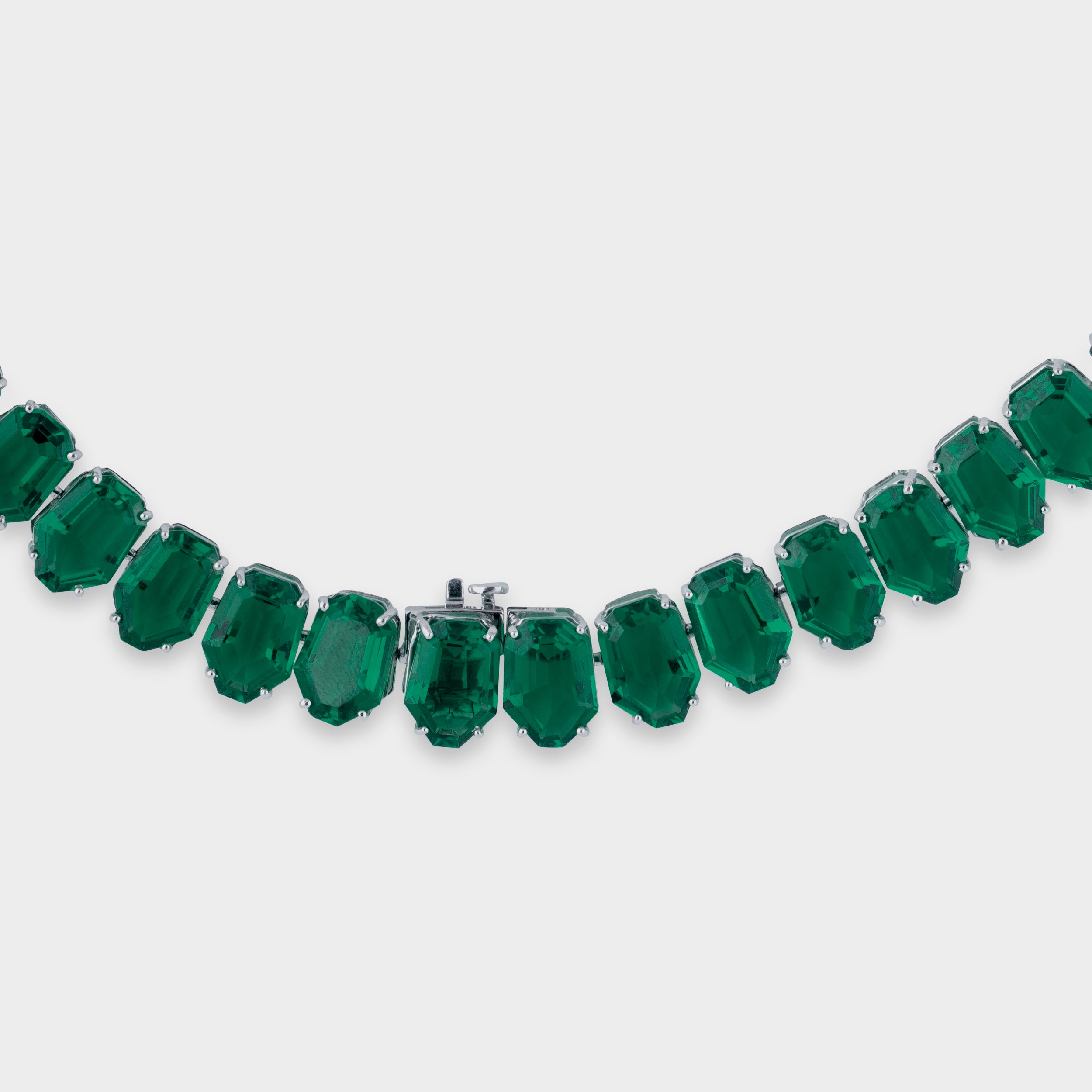 Exquisite 215.78 Carat Exclusive Lab-Grown Emerald & Solitaire Diamond Necklace in 18K White Gold | SKU : 0020610876