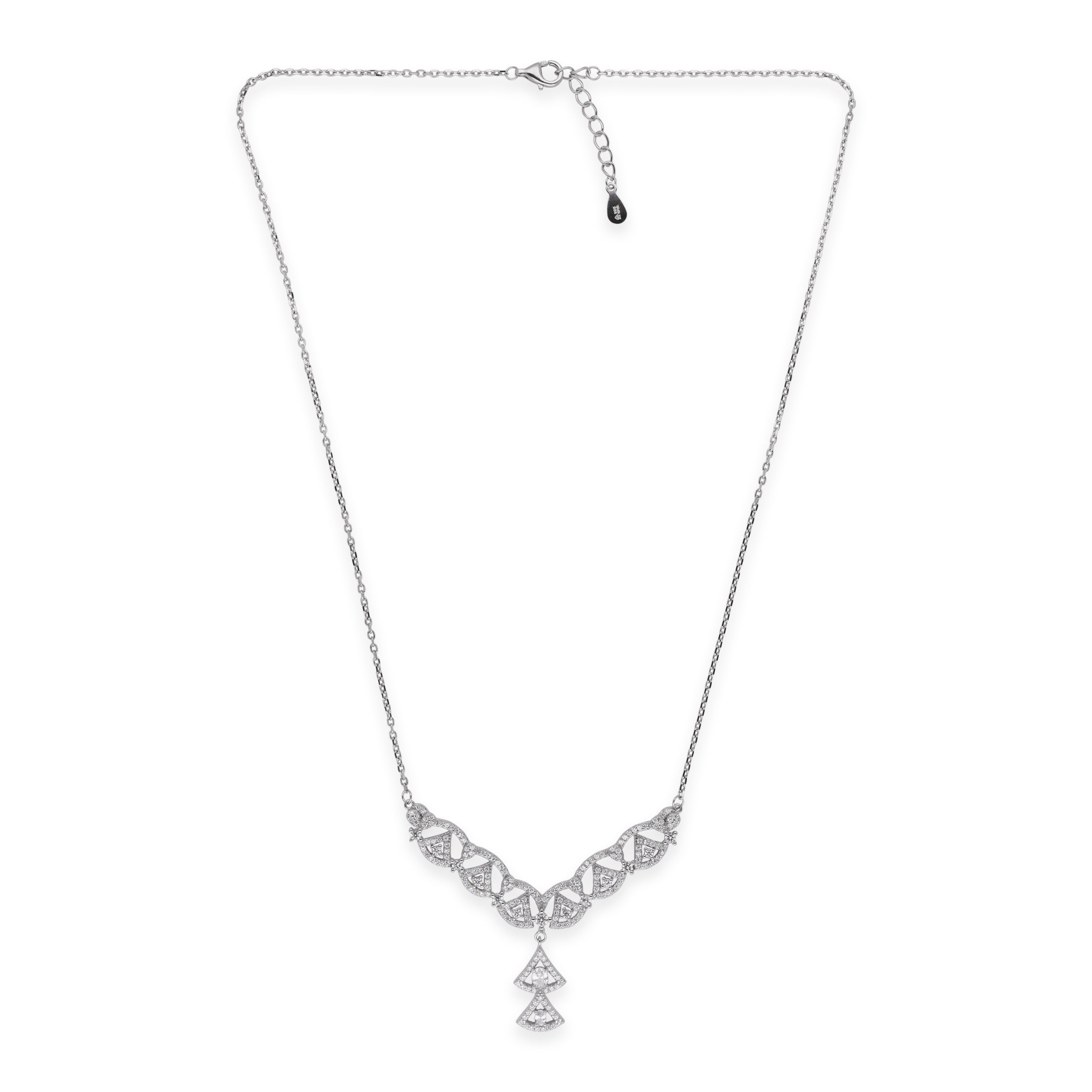 V-Shaped Zircon Halo Necklace | SKU : 0020613006