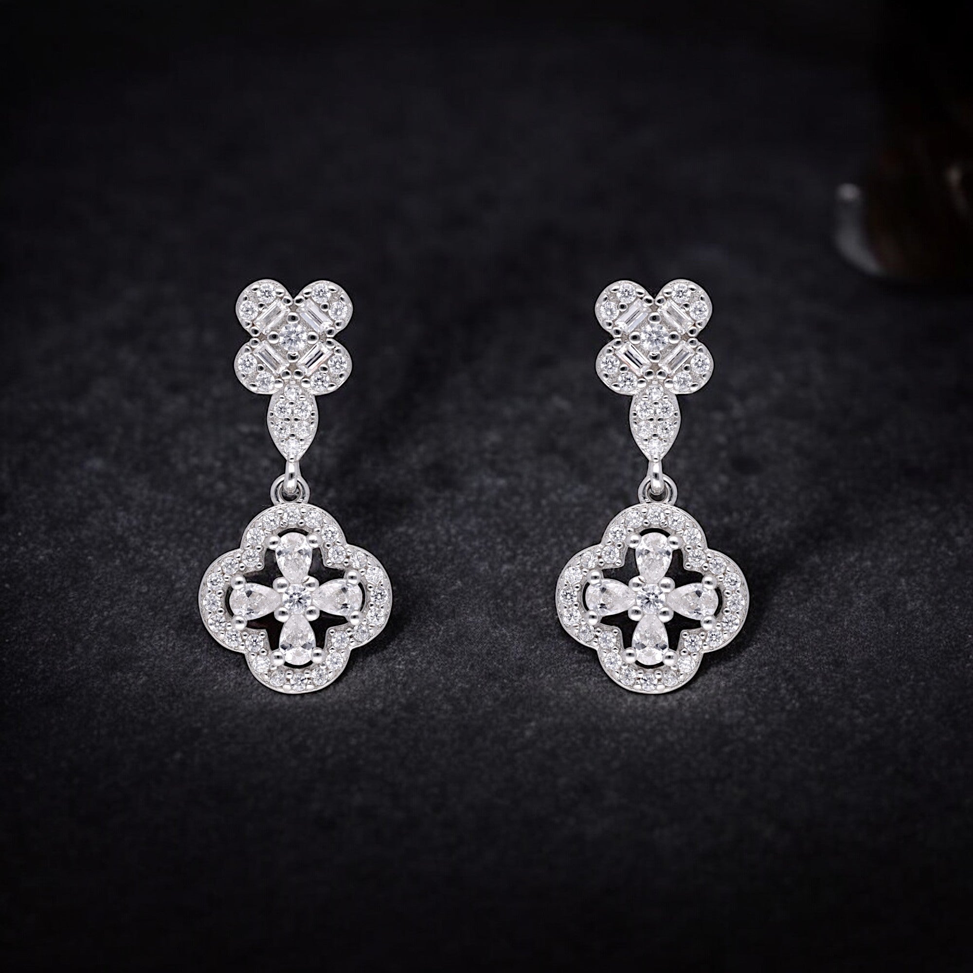 Halo Cross Zircon Drop Earrings | SKU : 0020613037, 0003343074