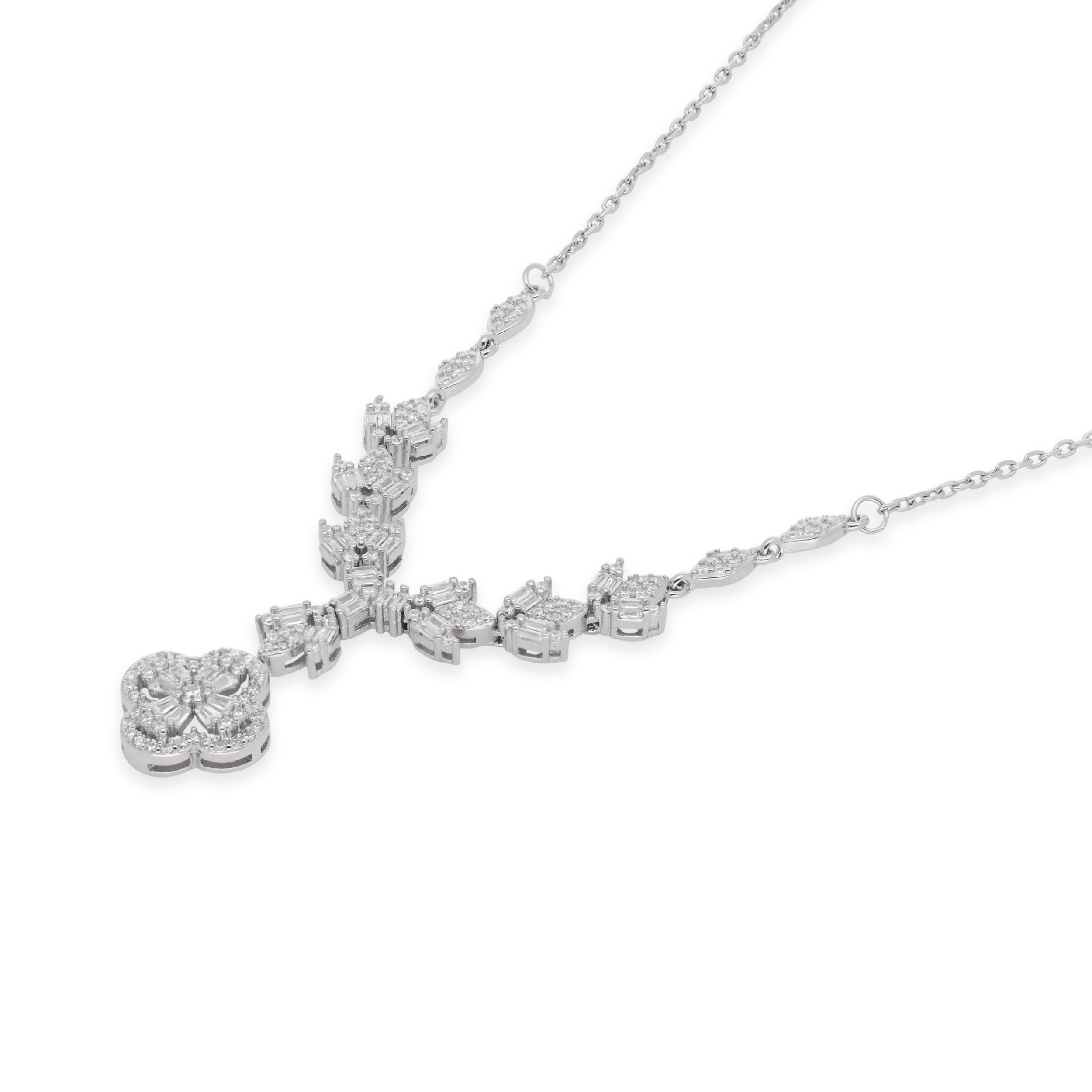 Zircon Leaf & Flower Necklace | SKU : 0020613044, 0020612993, 0003343104