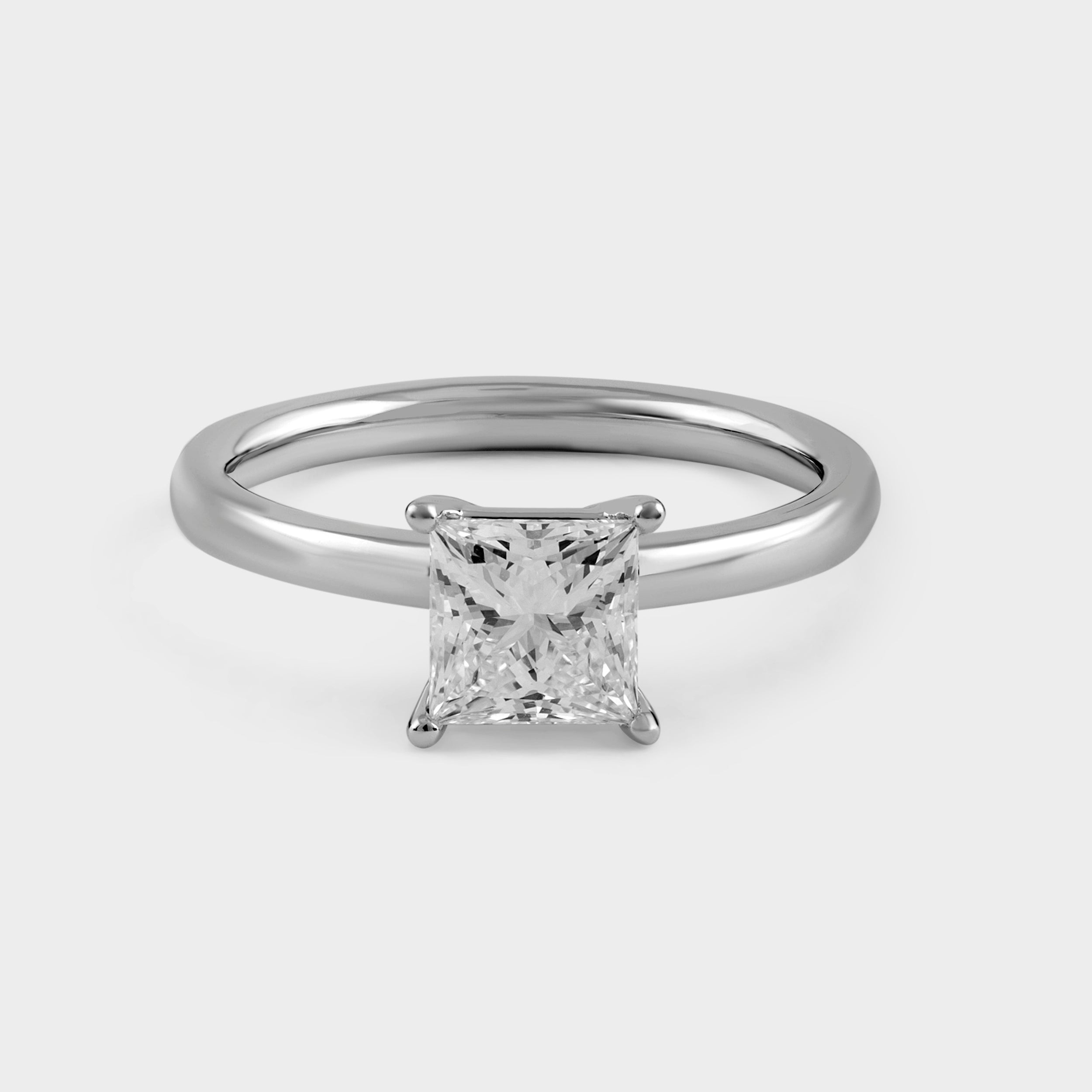 Princess Cut 1.02 Carat Lab-Grown Diamond Solitaire Ring in 18K White Gold | SKU : 0020622091