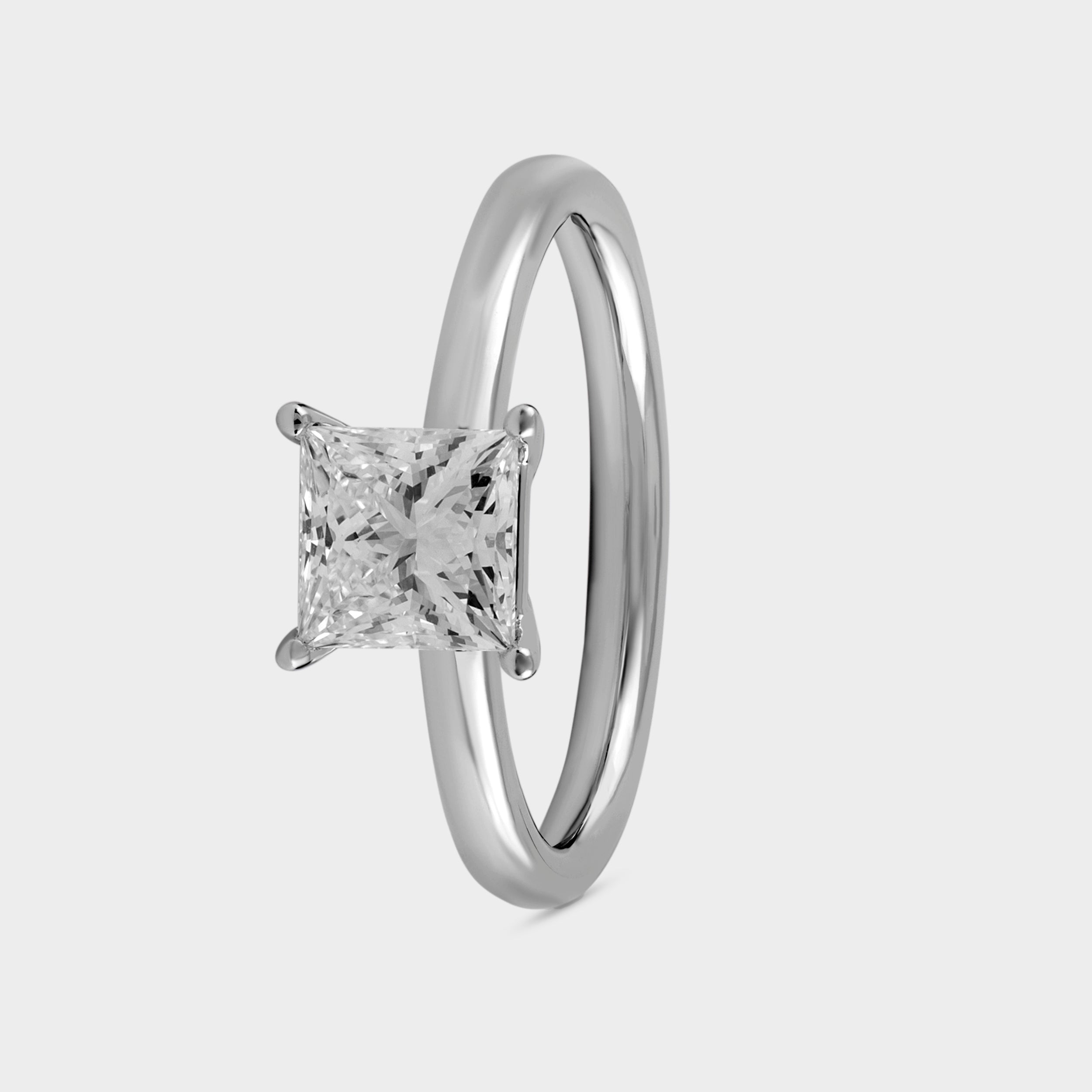 Princess Cut 1.02 Carat Lab-Grown Diamond Solitaire Ring in 18K White Gold | SKU : 0020622091