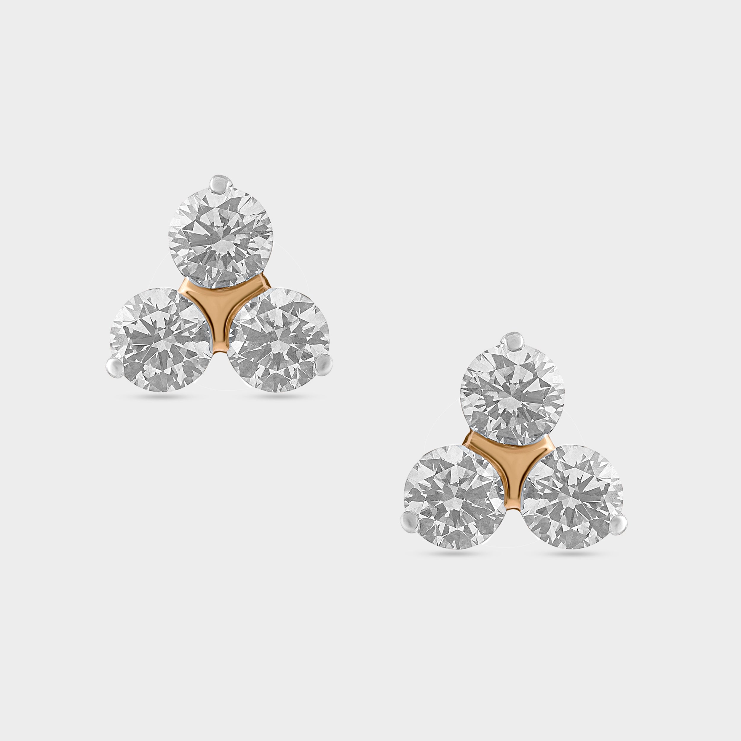 Trio Solitaire 2.02 Carat Lab-Grown Diamond Pair Floral Ear Studs | SKU : 0020622121