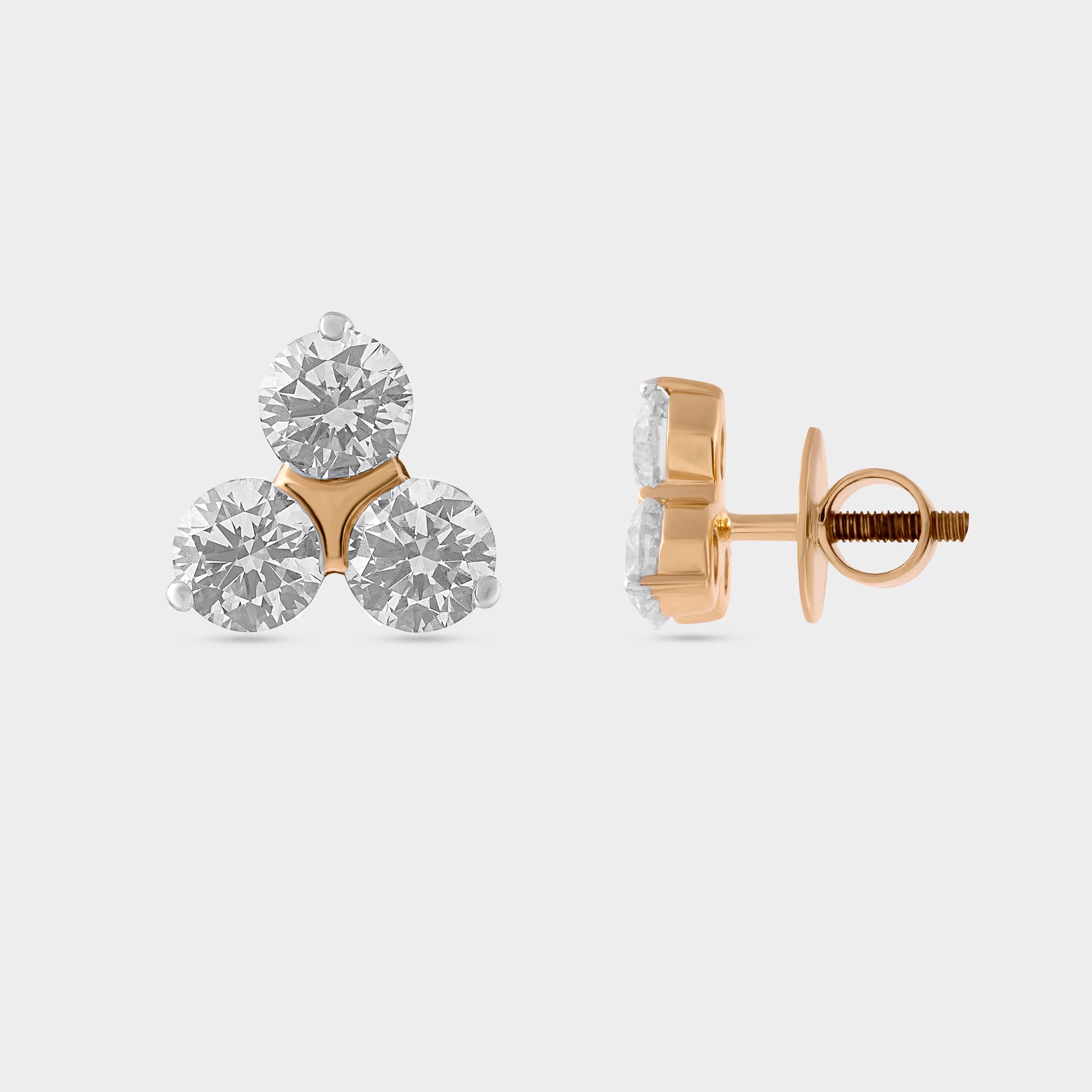 Trio Solitaire 2.02 Carat Lab-Grown Diamond Pair Floral Ear Studs | SKU : 0020622121