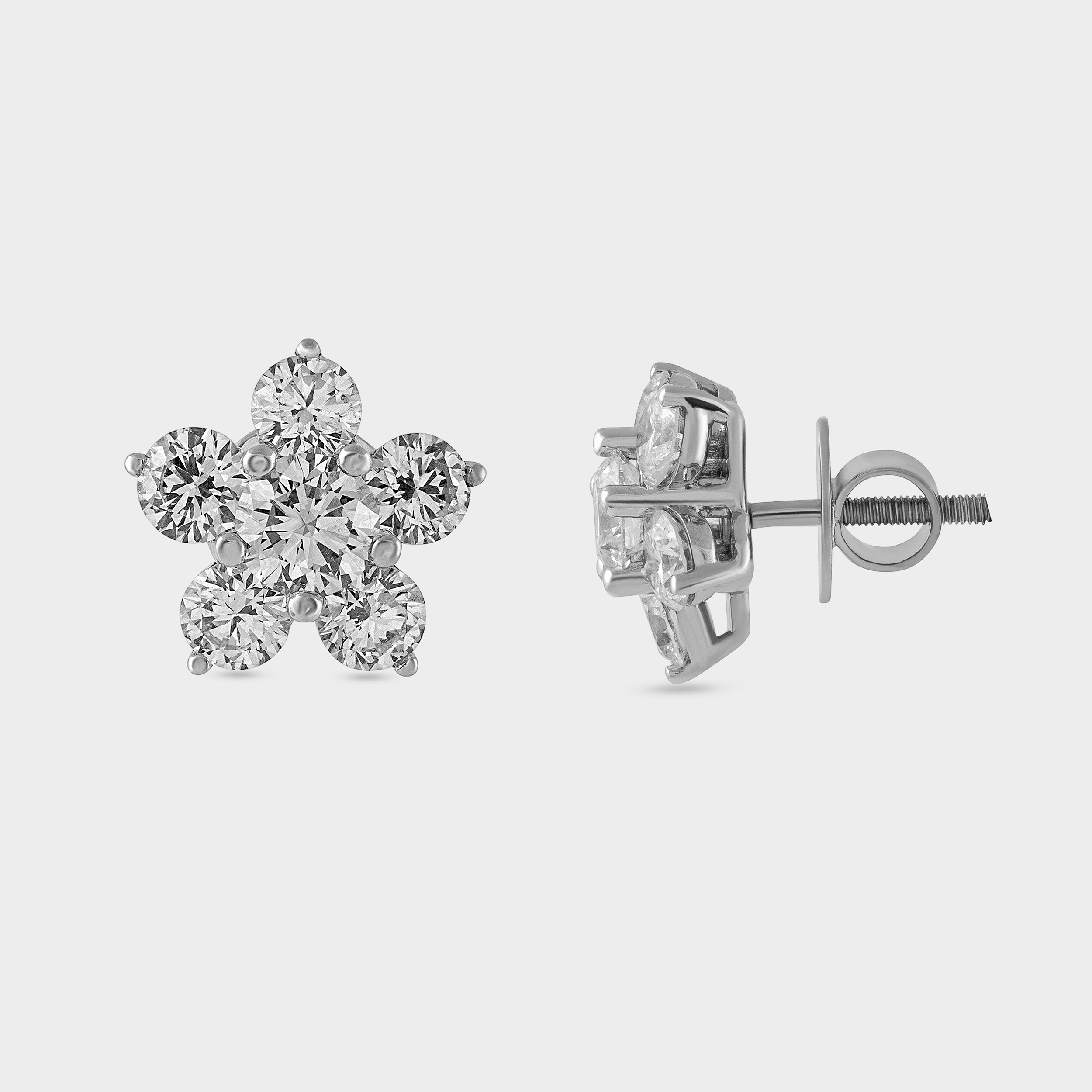 Nakshatra Solitaire 3.55 Carat Lab-Grown Diamond Pair White Gold Ear Studs | SKU : 0020622138