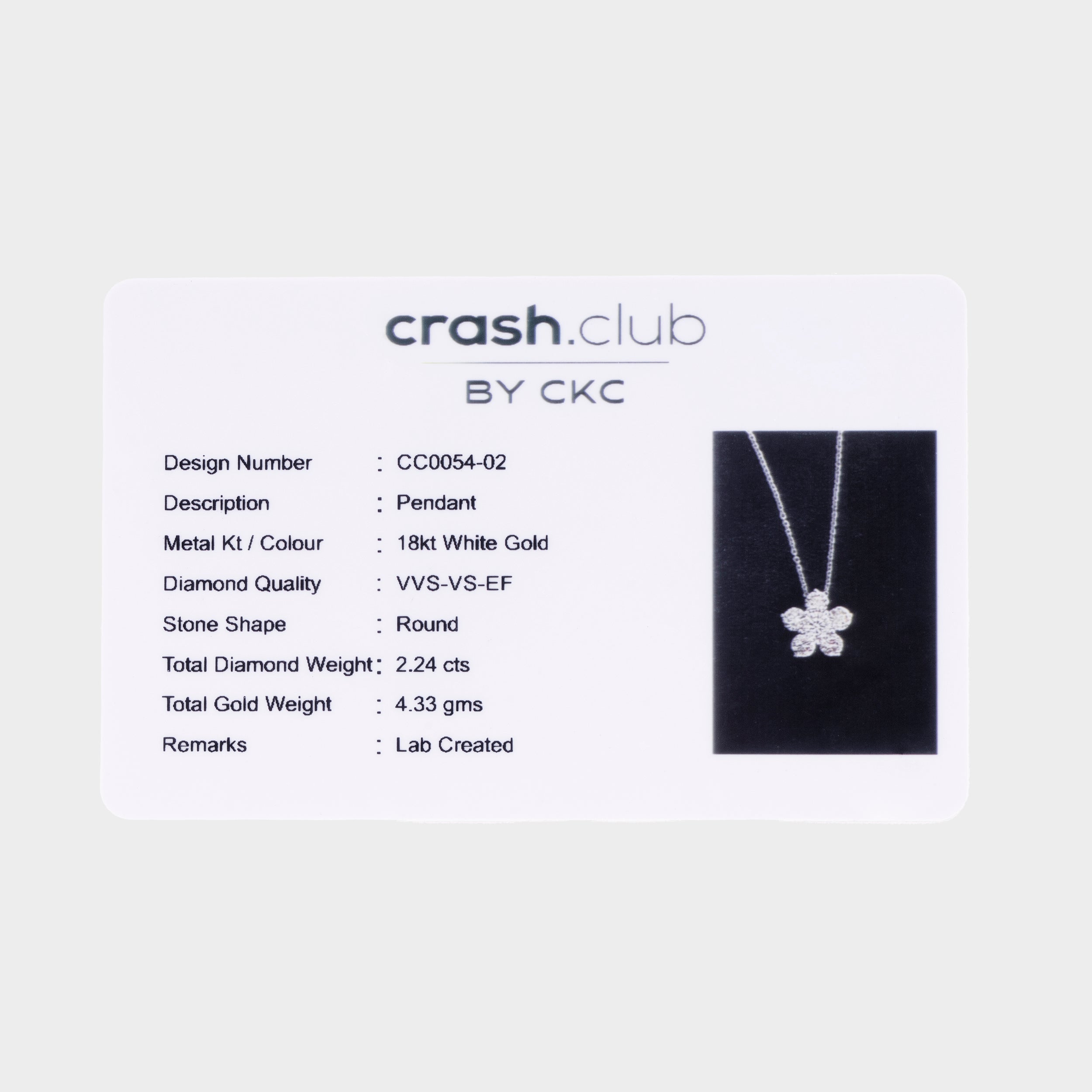 Round Brilliant 2.24 Carat Floral Nakshatra Design Lab-Grown Diamond Chain Pendant | SKU : 0020622145