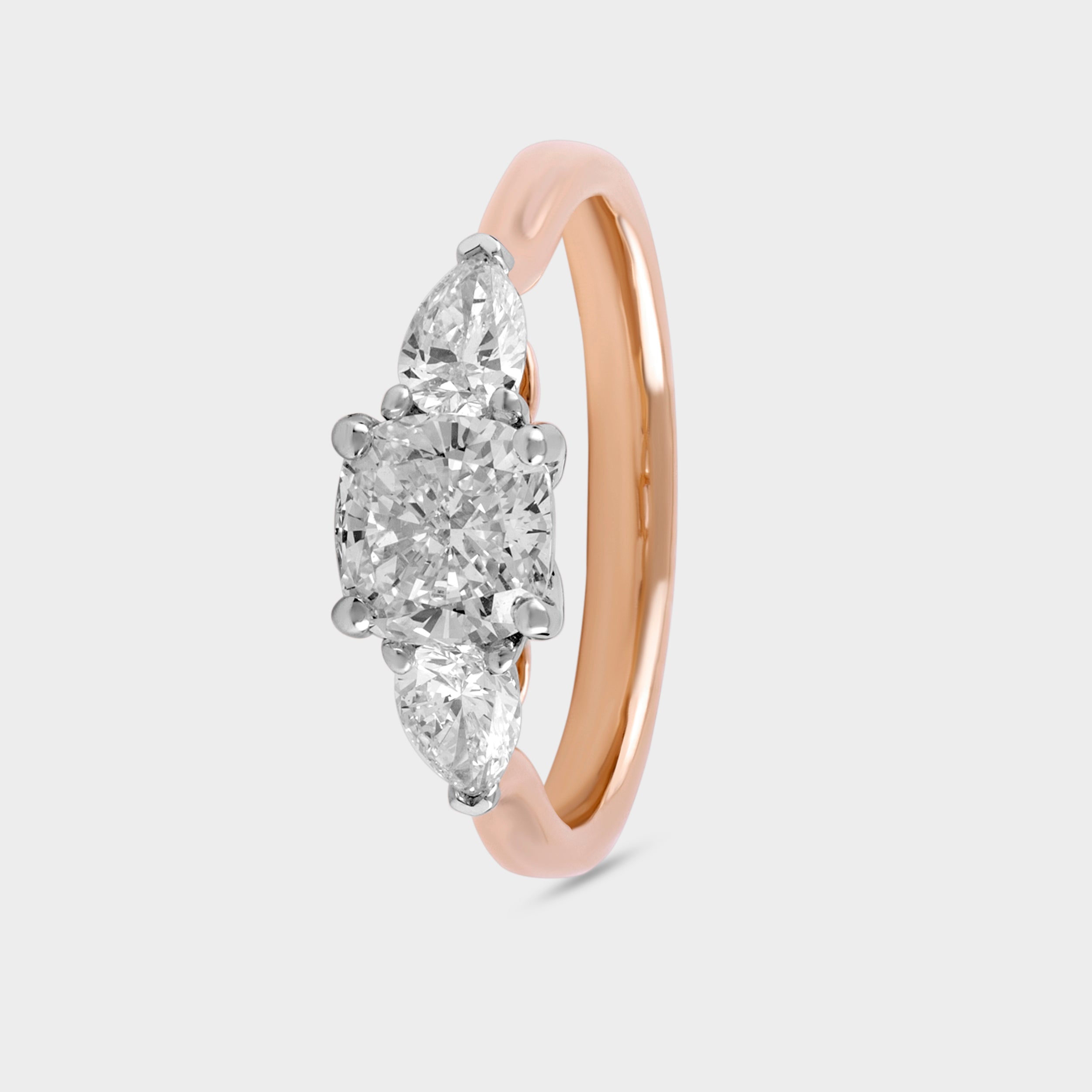 Cushion-Cut & Pear-Shaped 1.53 Carat Lab-Grown Diamond Ring in 18kt Rose Gold | SKU : 0020622169