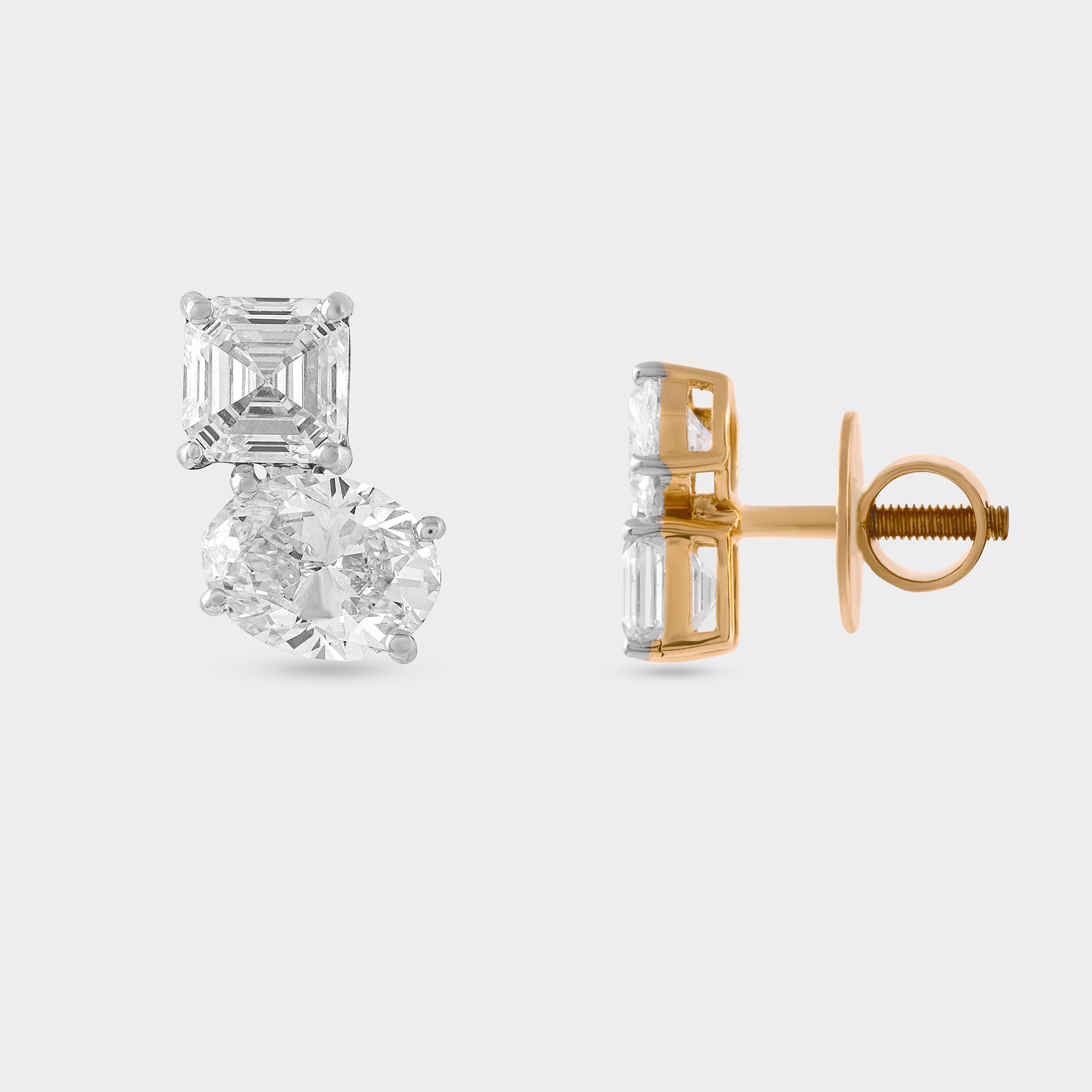 Fancy Oval-Cut 2.00 Carat Lab-Grown Diamond Pair Ear Studs | SKU : 0020623449