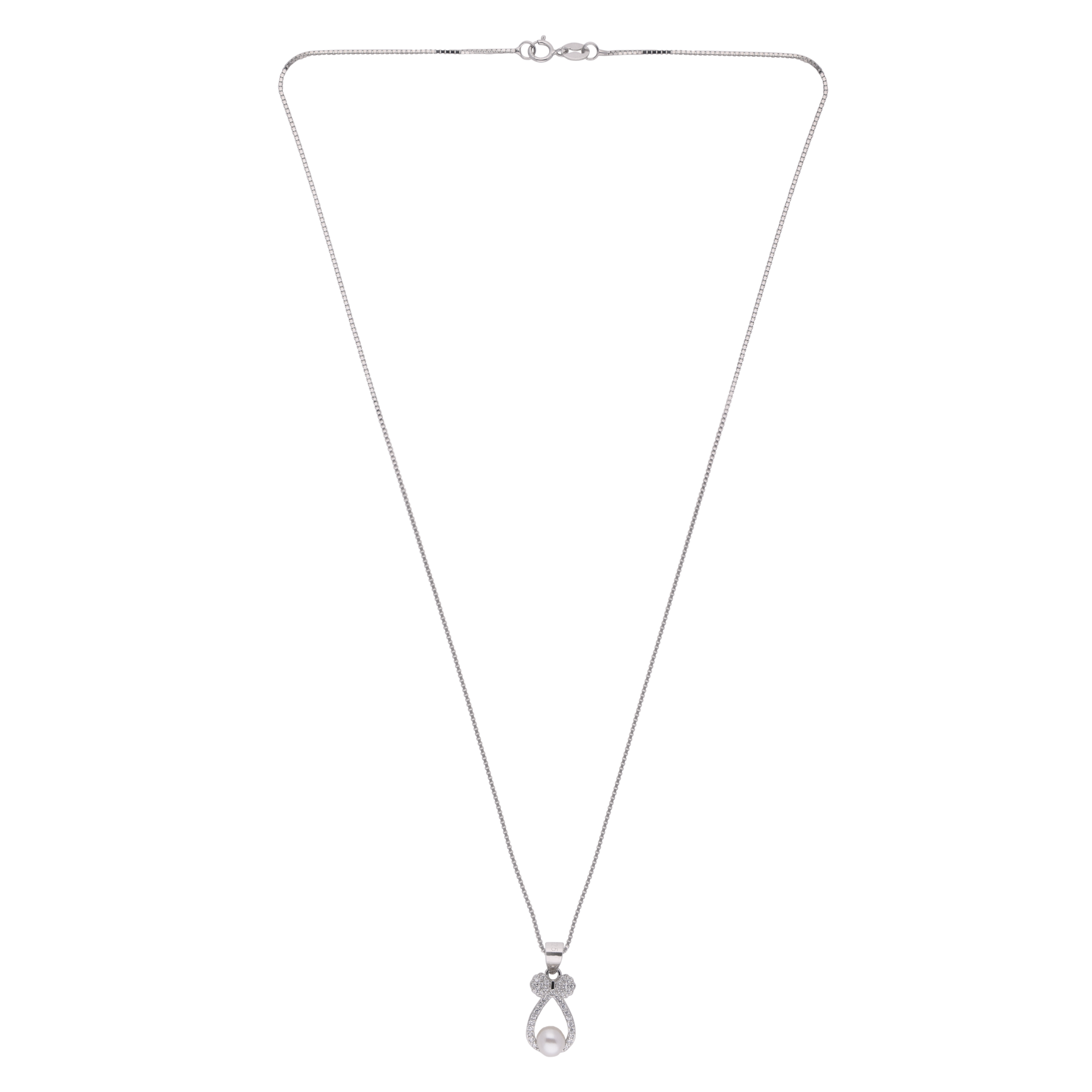 Silver Bow and Pearl Pendant Necklace | SKU : 0020624019, 0020624453, 0003348079, 0003348093