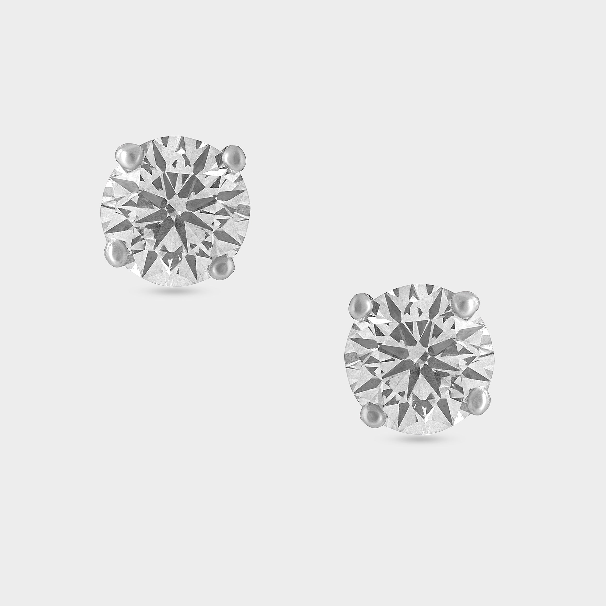 Round Brilliant 1.02 Carat Solitaire Lab-Grown Diamond Pair Ear Studs | SKU : 0020630126