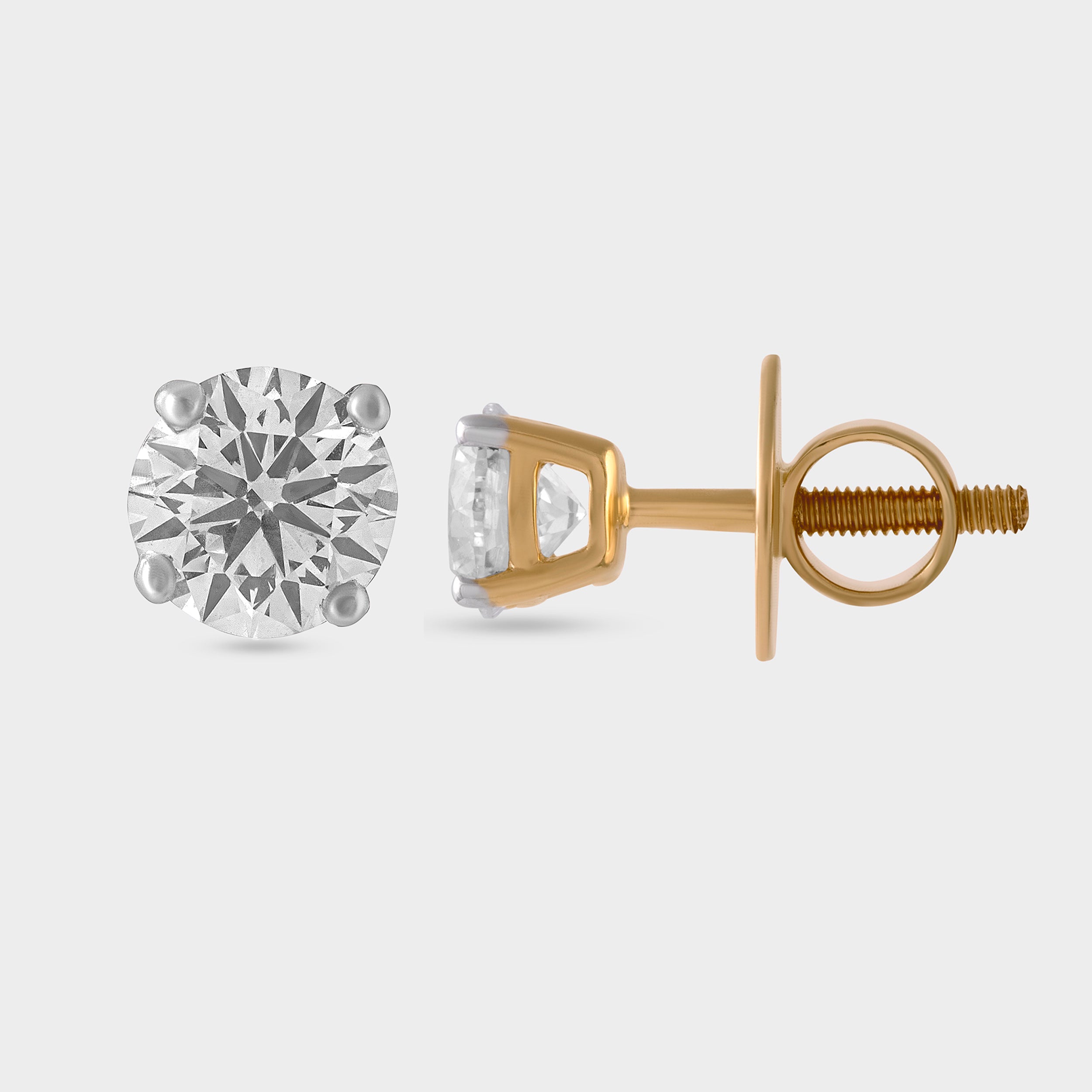 Round Brilliant 1.02 Carat Solitaire Lab-Grown Diamond Pair Ear Studs | SKU : 0020630126