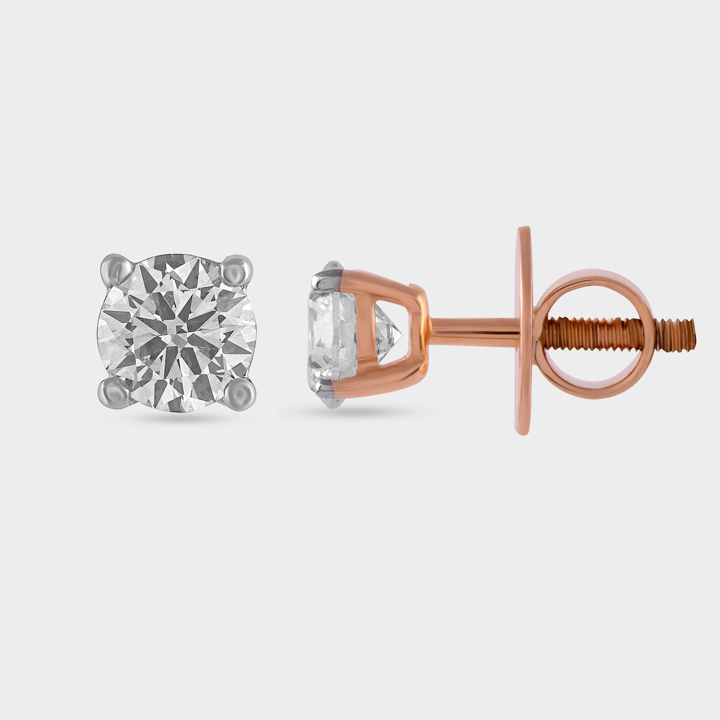 Round Brilliant 1.05 Carat Solitaire Lab-Grown Diamond Pair Ear Studs | SKU : 0020630133