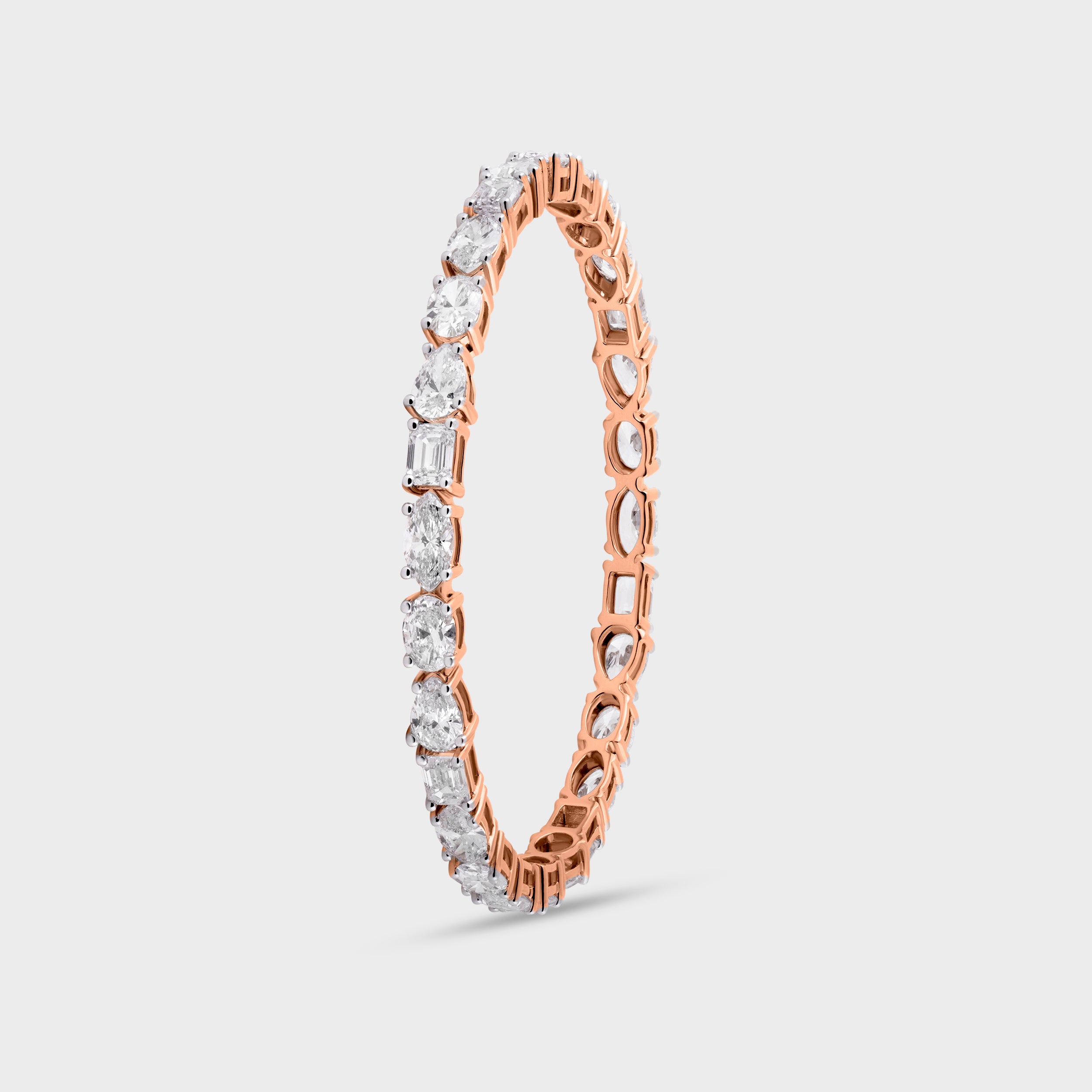 Mixed-Cut 14.77 Carat Lab-Grown Diamond Solitaire Bangle in 18kt Rose Gold | SKU : 0020637767