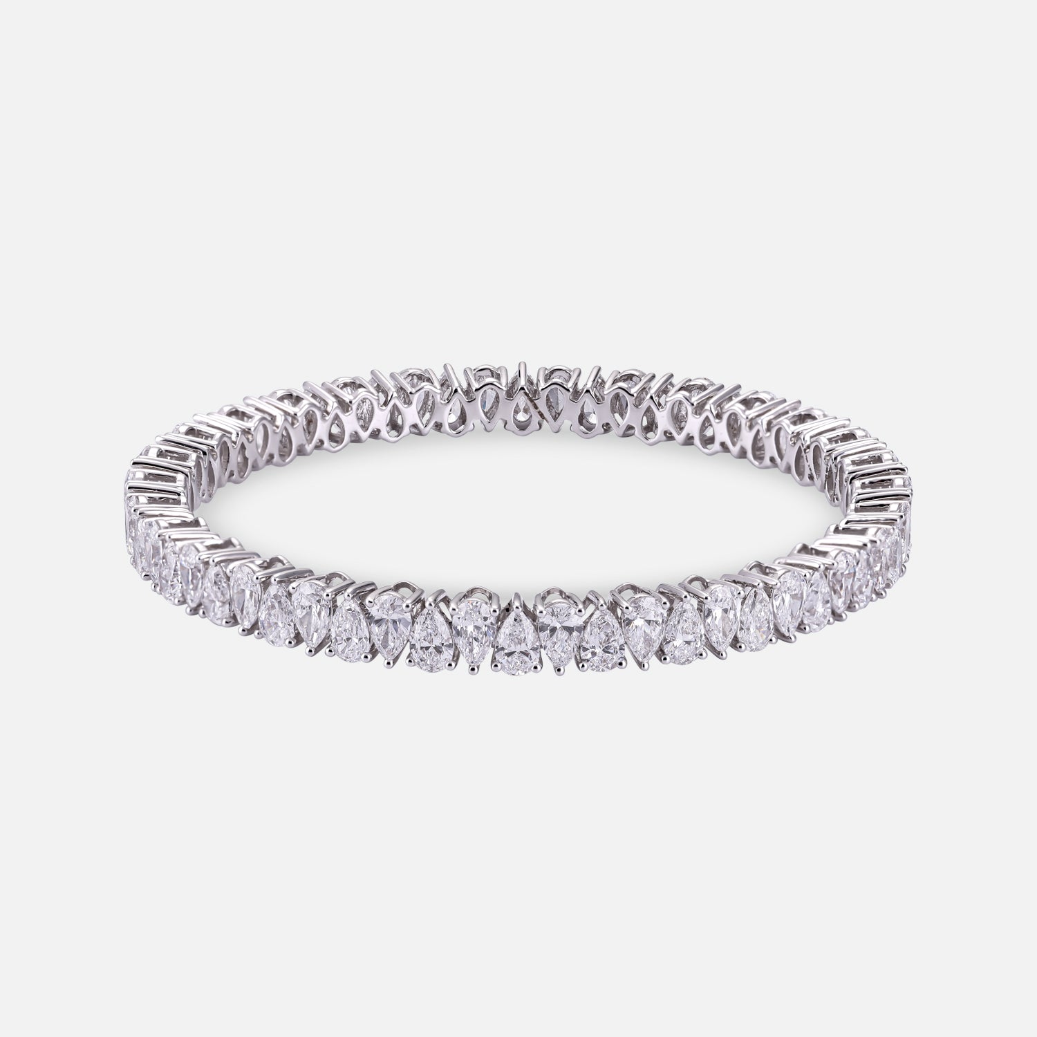Pear Shaped 16.28 Carat Lab Grown Solitaire Diamond White Gold Bangle | SKU : 0020650872