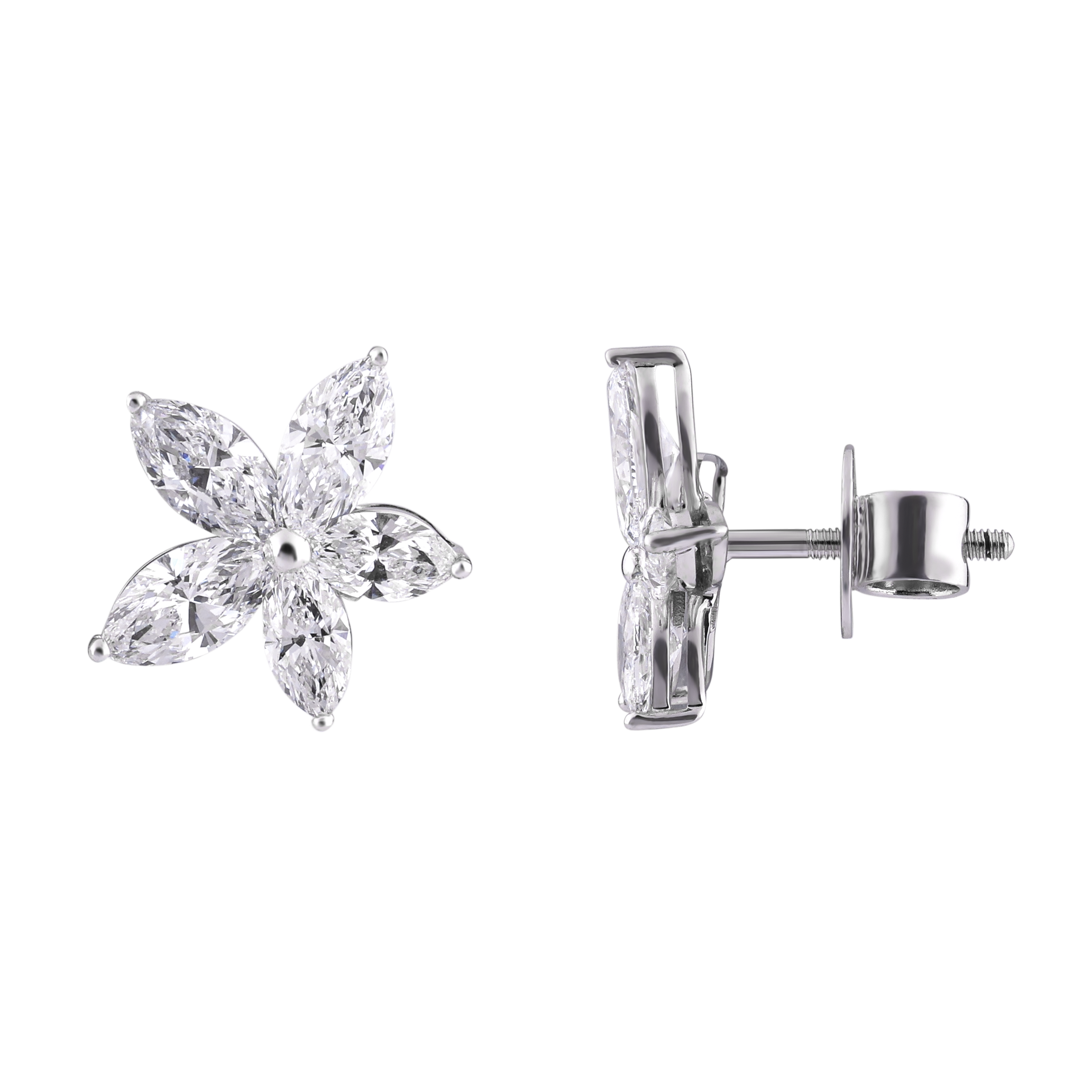 Marquise Cut 3.210 Carat Pair Lab-Grown Earstuds in 18K White Gold | SKU: 0020651688