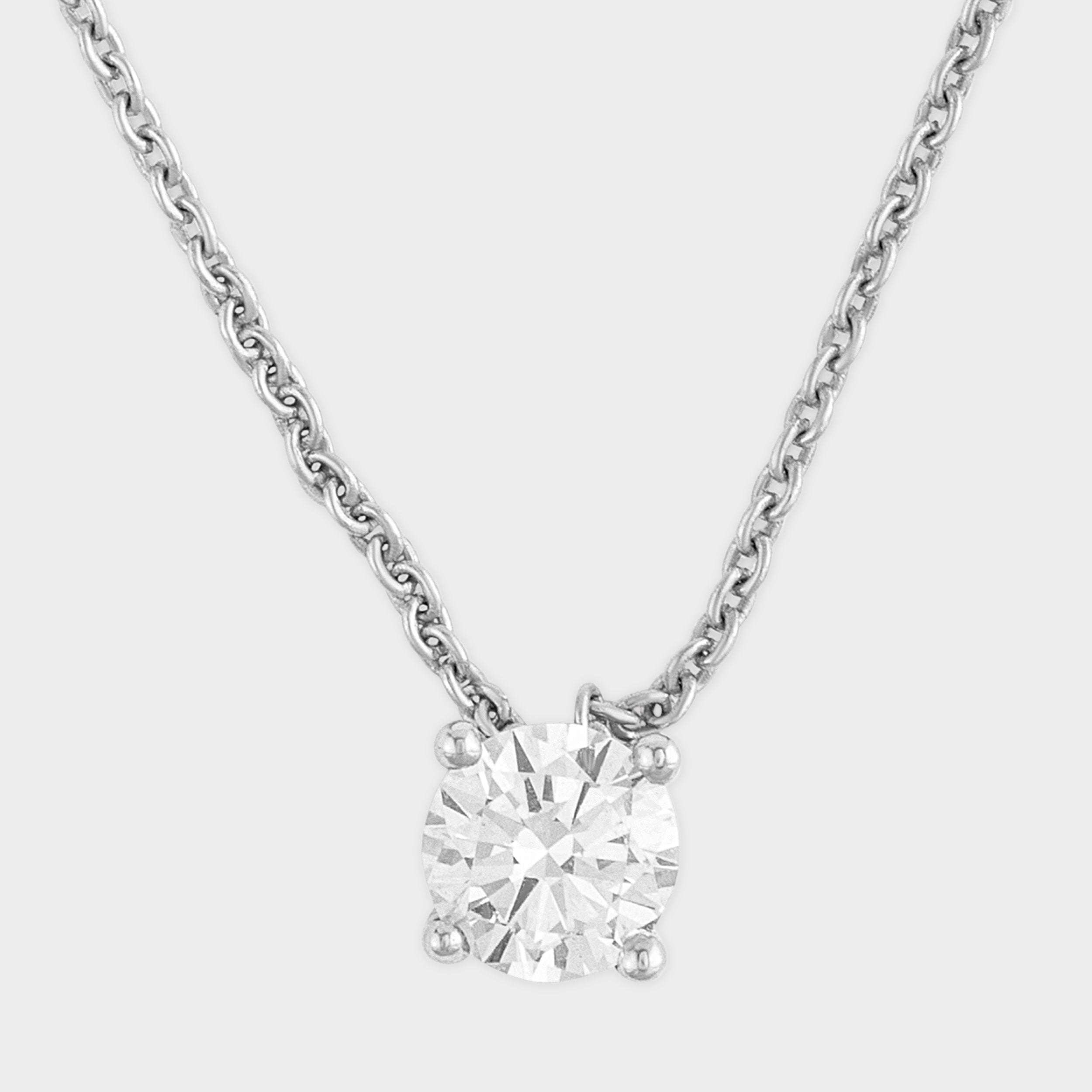 Timeless Round Brilliant 0.52 Carat Lab-Grown Solitaire Diamond Chain Pendant in 18K Gold | SKU : 0020683870