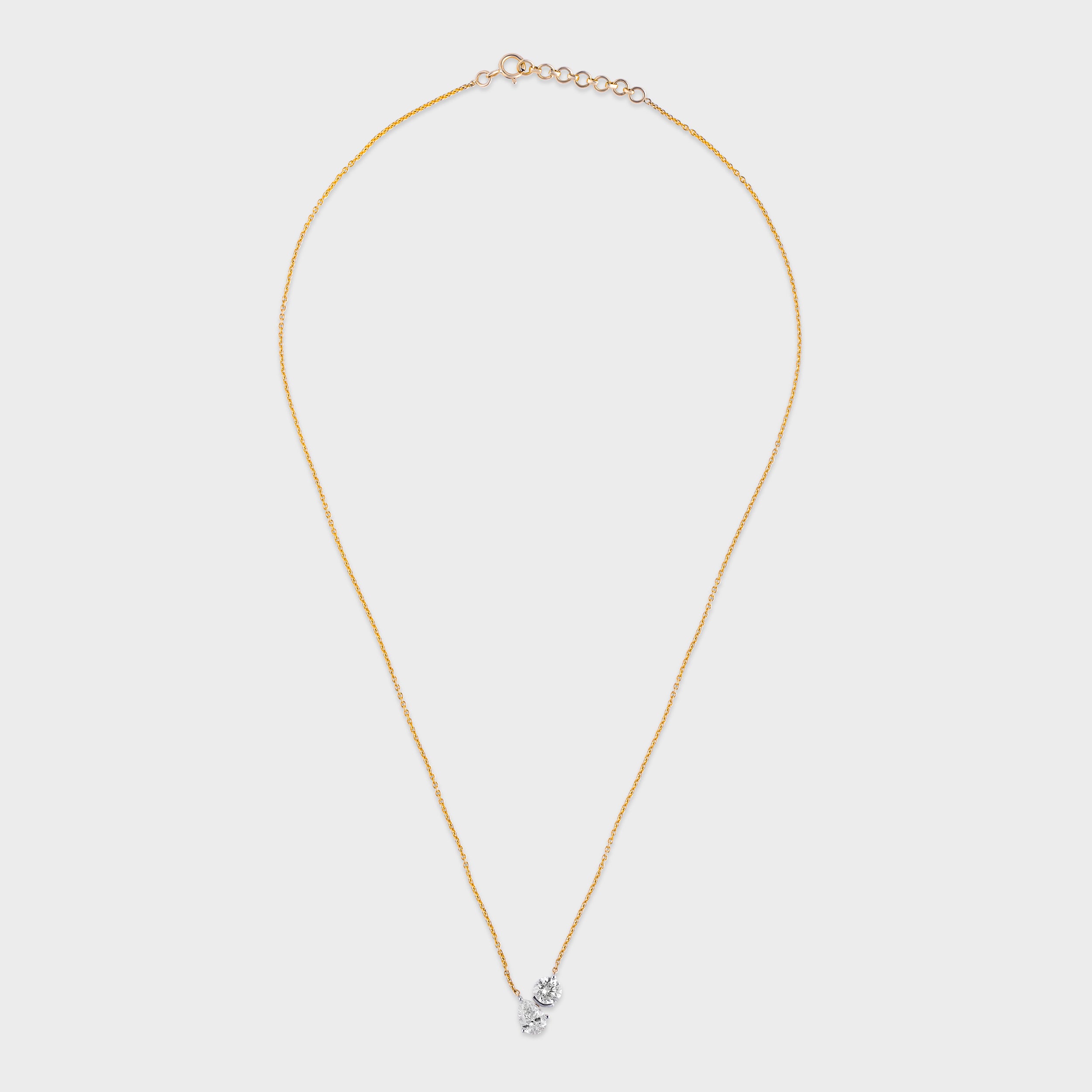 Chic Pear and Round Brilliant Lab-Grown Solitaire Diamond Chain Pendant | SKU : 0020684631