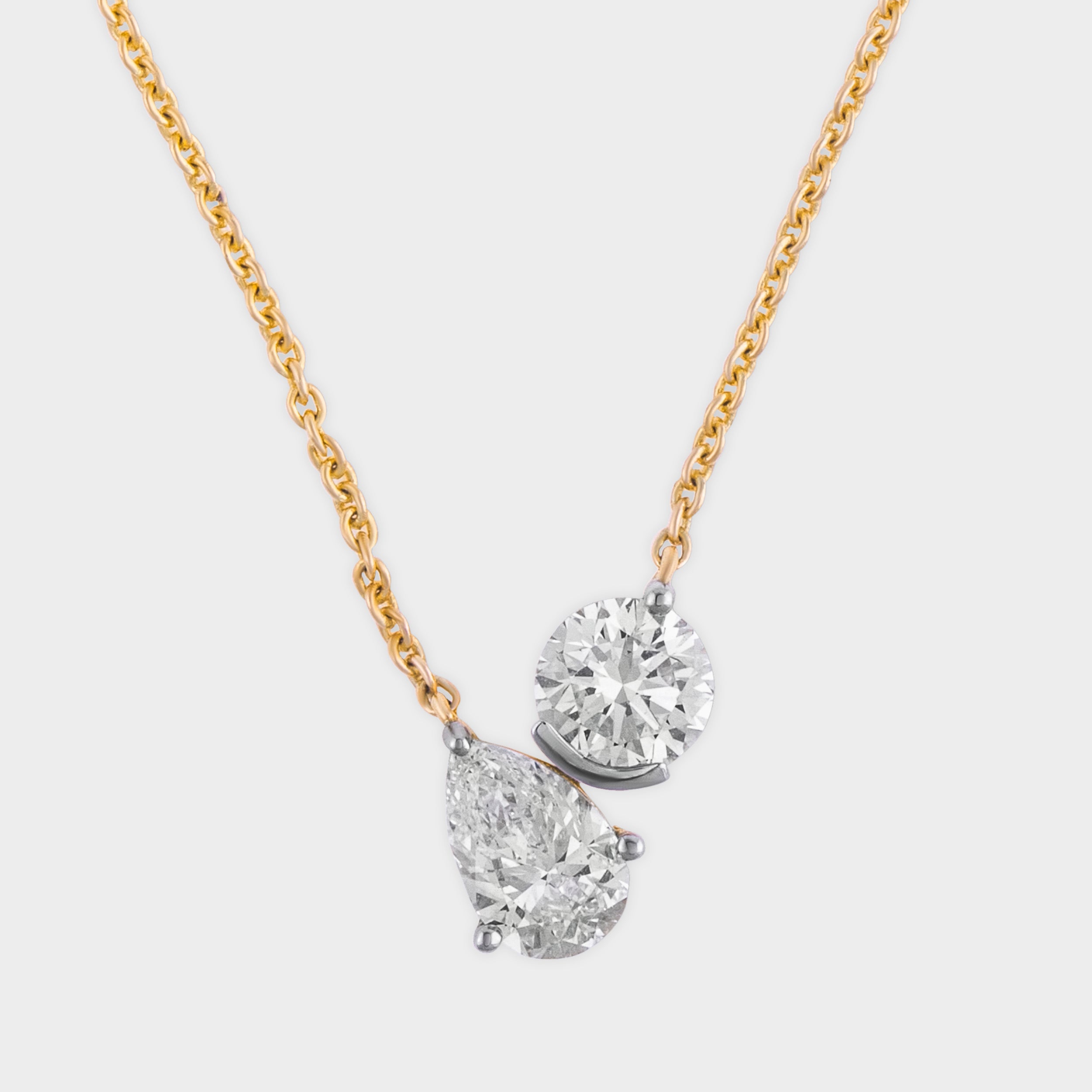 Chic Pear and Round Brilliant Lab-Grown Solitaire Diamond Chain Pendant | SKU : 0020684631