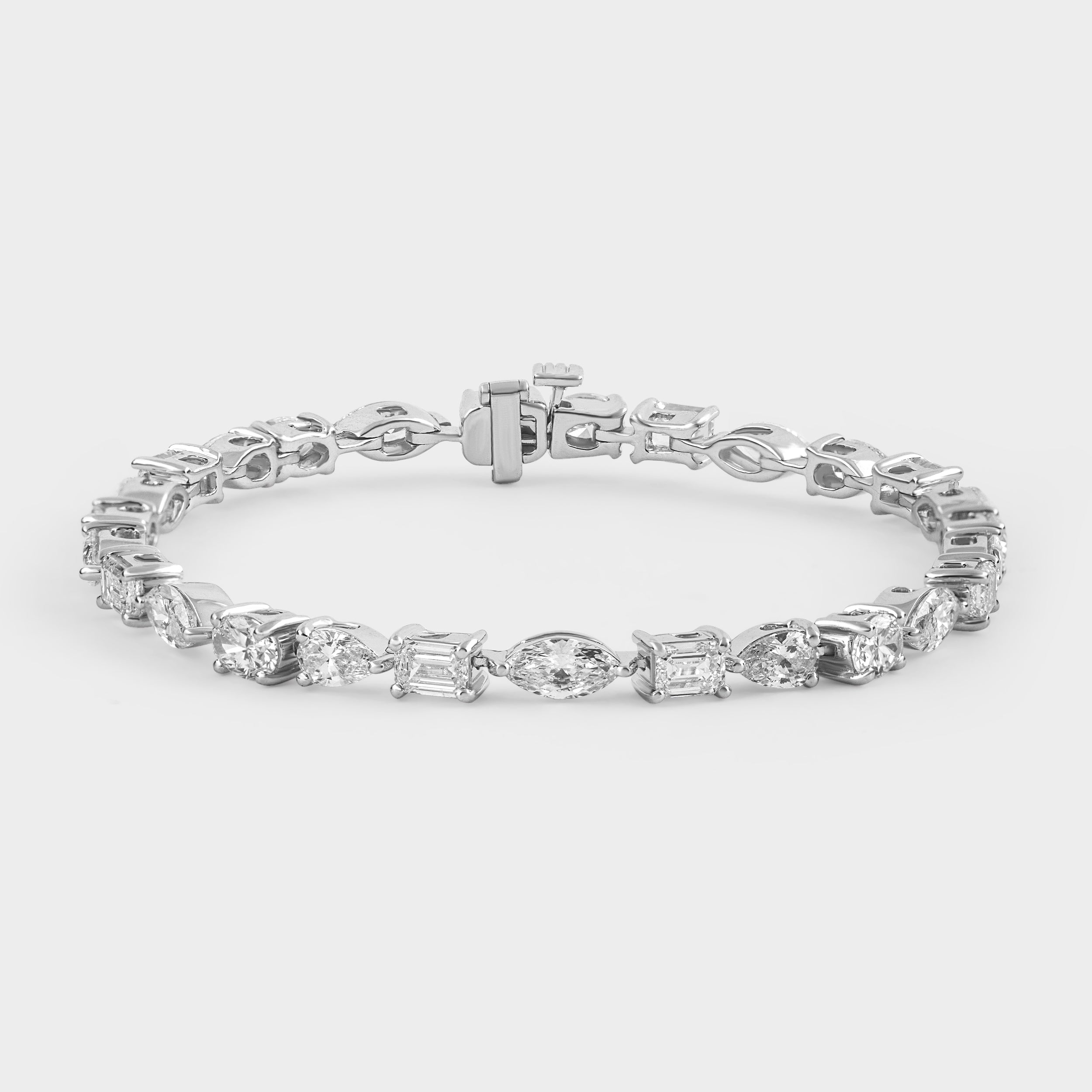 Various Cut 8.05 Carat Lab Grown Solitaire Diamond White Gold Tennis Bracelet | SKU : 0020703561