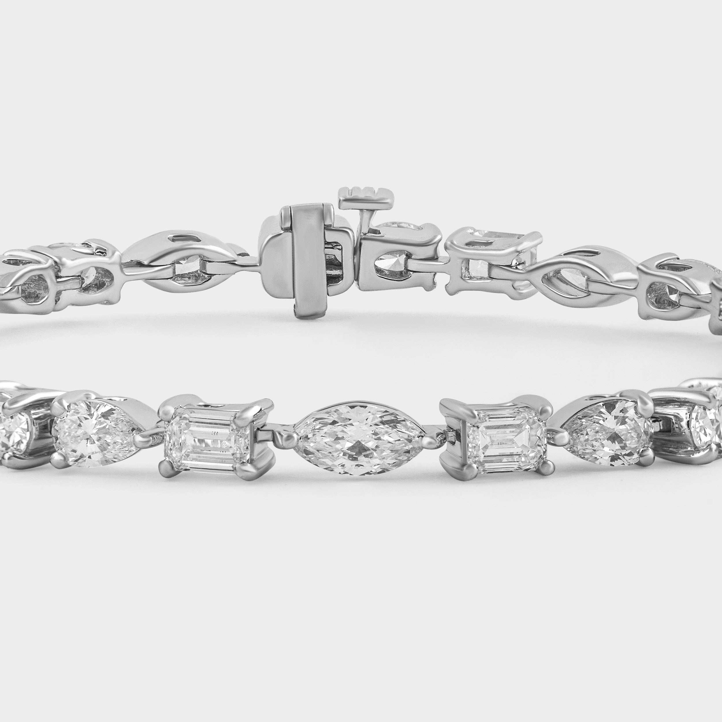 Various Cut 8.05 Carat Lab Grown Solitaire Diamond White Gold Tennis Bracelet | SKU : 0020703561