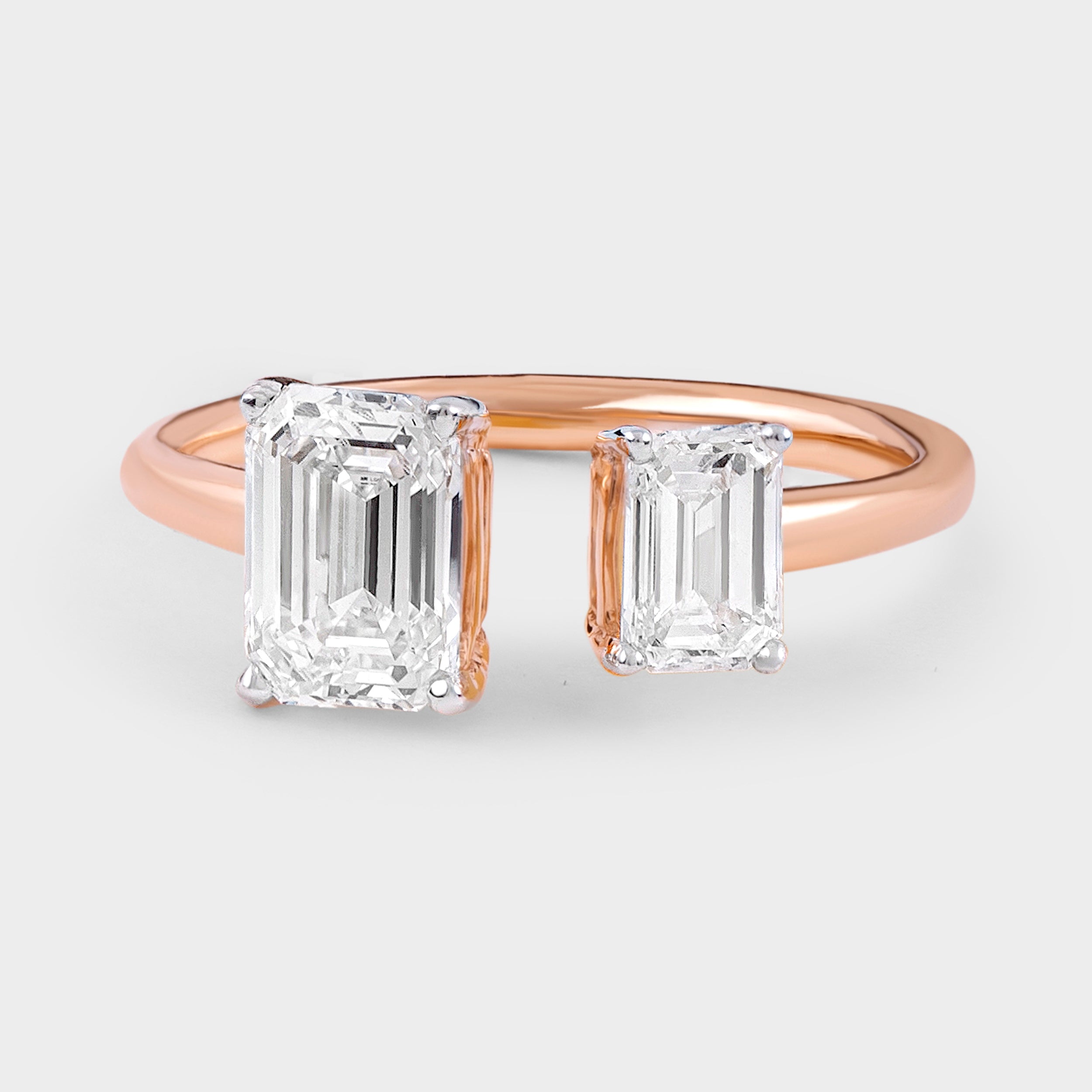 Double Emerald Cut 1.51 Carat Lab-Grown Diamond Solitaire Ring in 18K Rose Gold | SKU : 0020705619